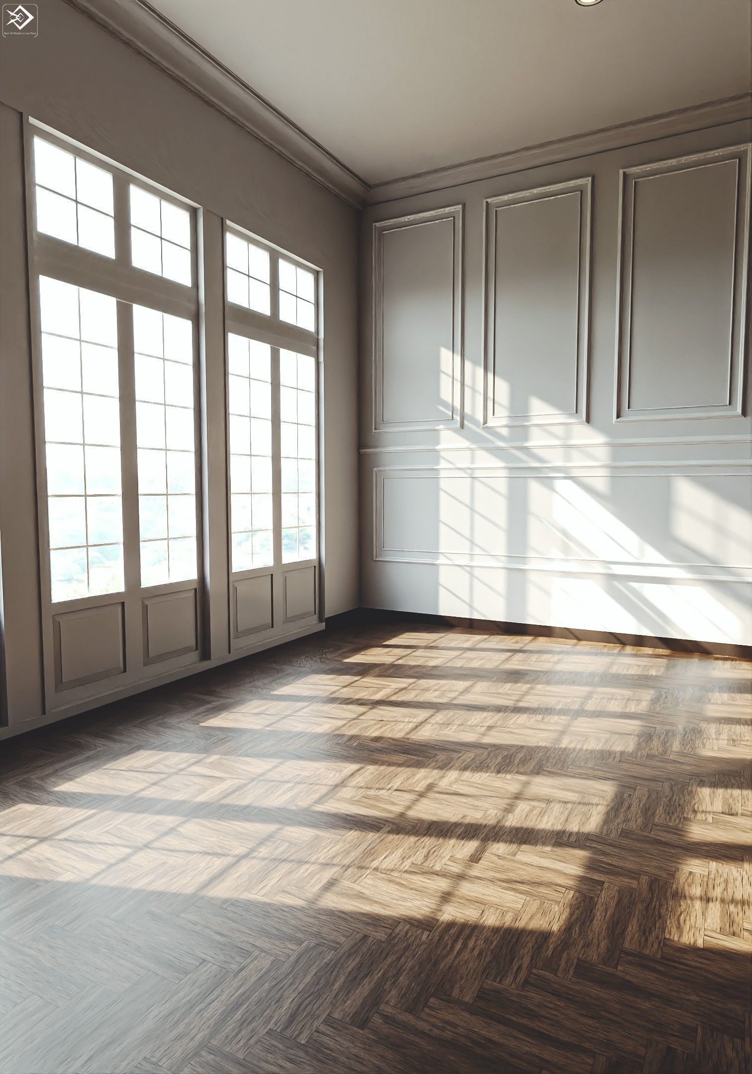 Royal Empty House Rooms Low-poly 3D model_4