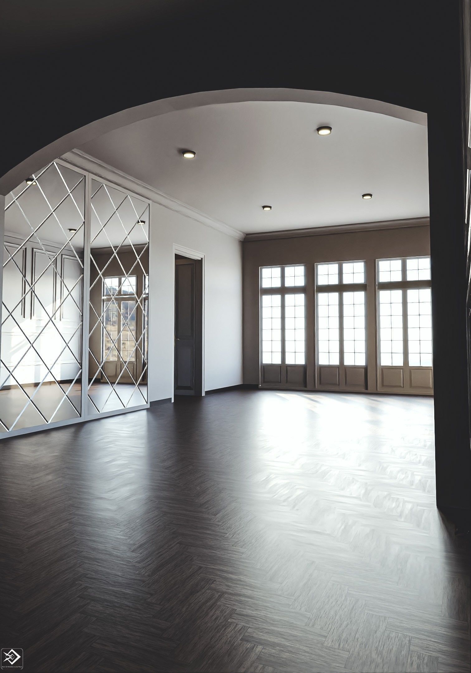 Royal Empty House Rooms Low-poly 3D model_7