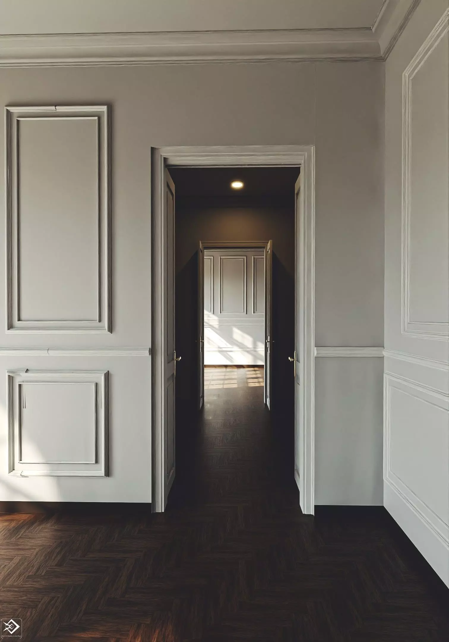 Royal Empty House Rooms Low-poly 3D model_0