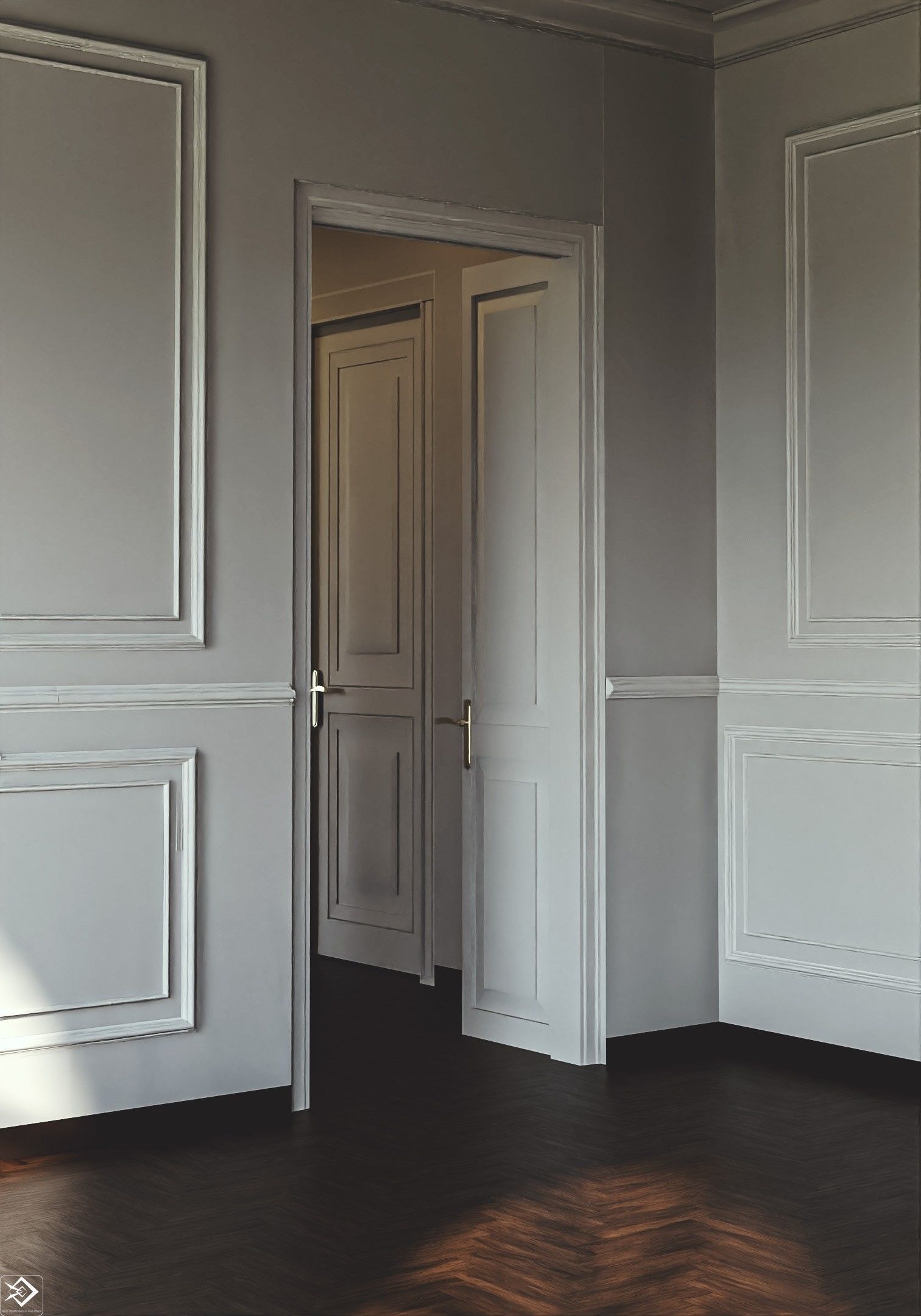 Royal Empty House Rooms Low-poly 3D model_5