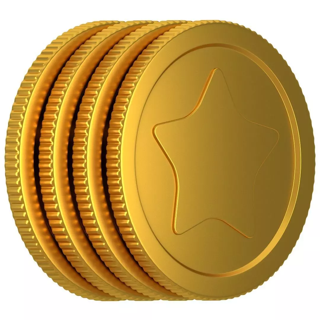 Cartoon Star Coin 3D model_0