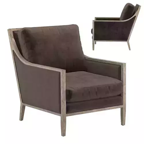 FRENCH CONTEMPORARY SLOPE ARM LOW BACK CHAIR