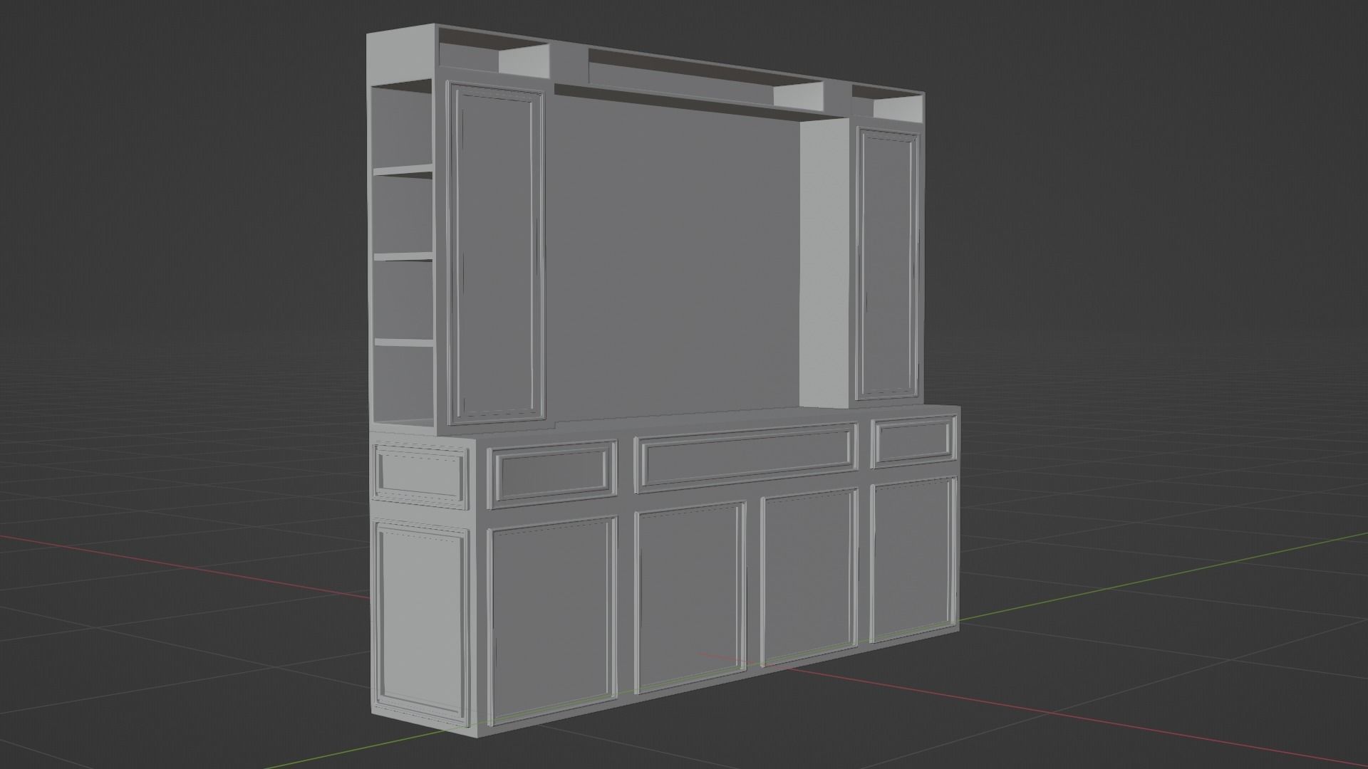 Wooden Credenza 3D model_3