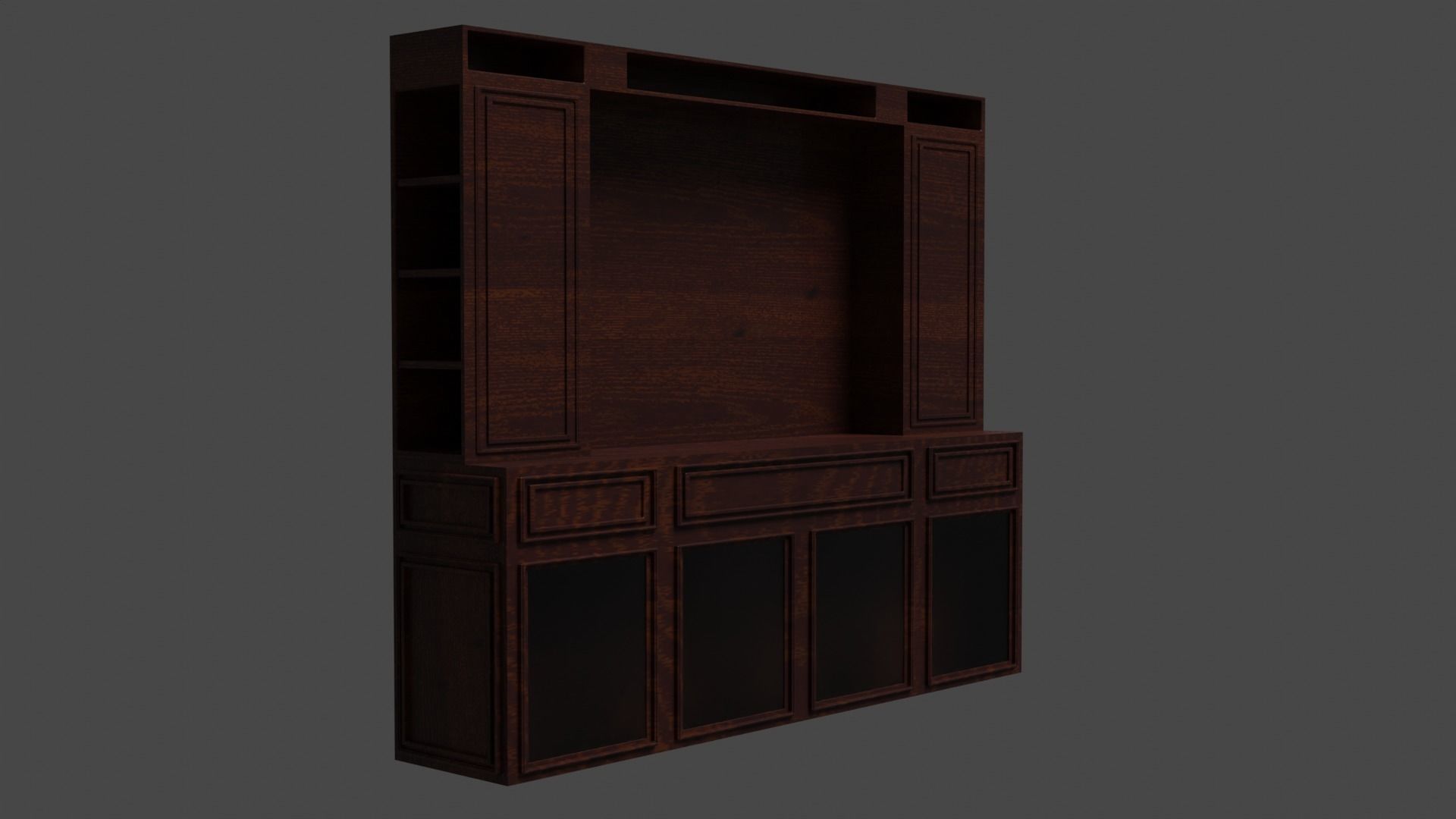 Wooden Credenza 3D model_2