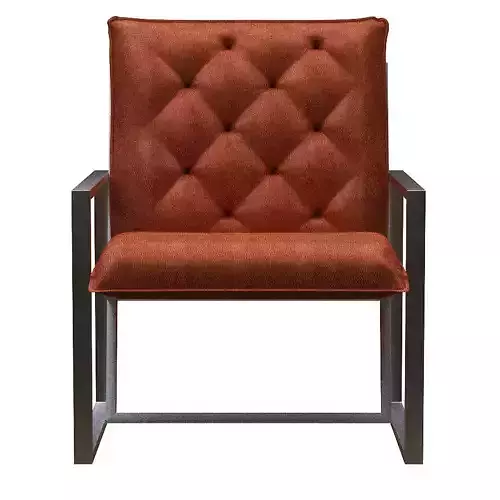 Armchair orange upholstered chair with metal legs