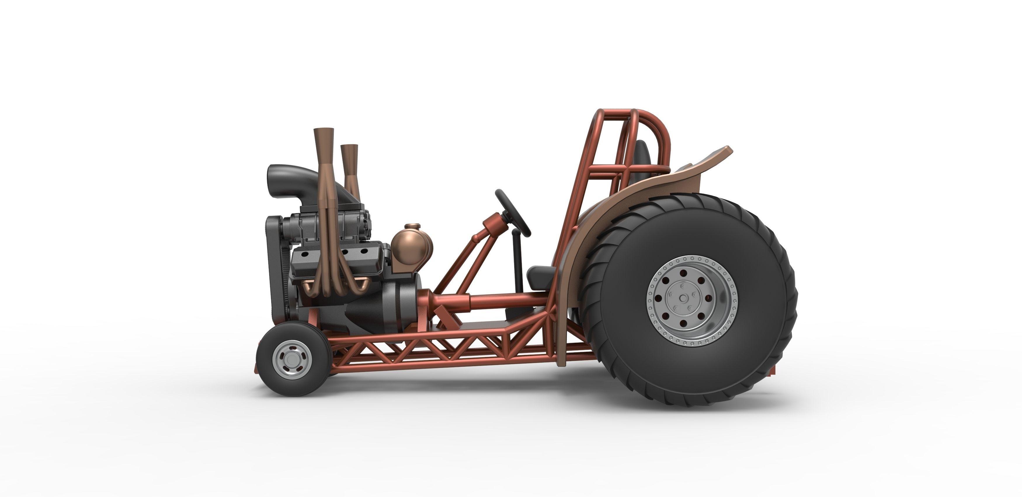 Mini Rod pulling tractor 2 Scale 1 to 25 3D print model_7