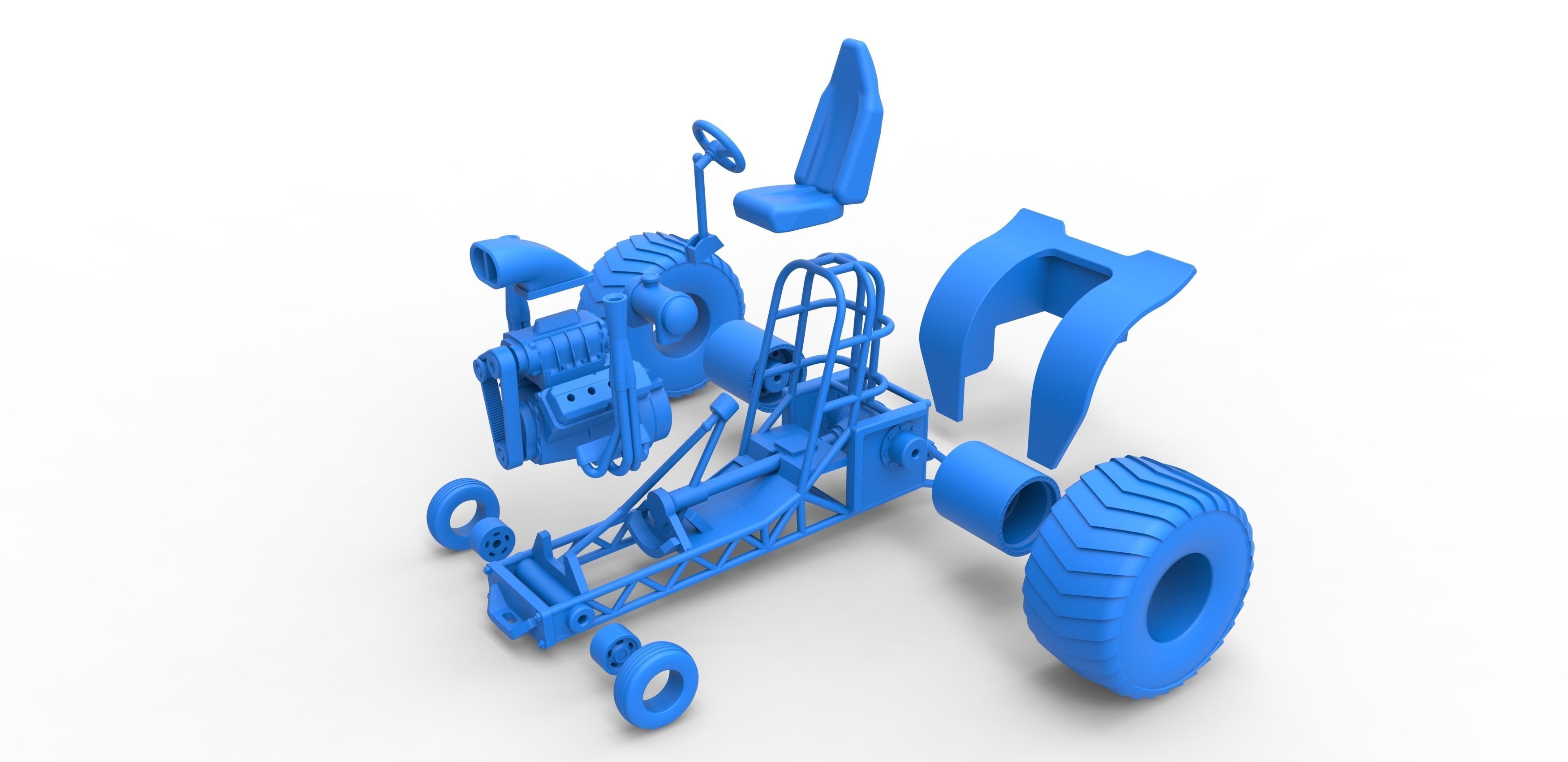 Mini Rod pulling tractor 2 Scale 1 to 25 3D print model_27