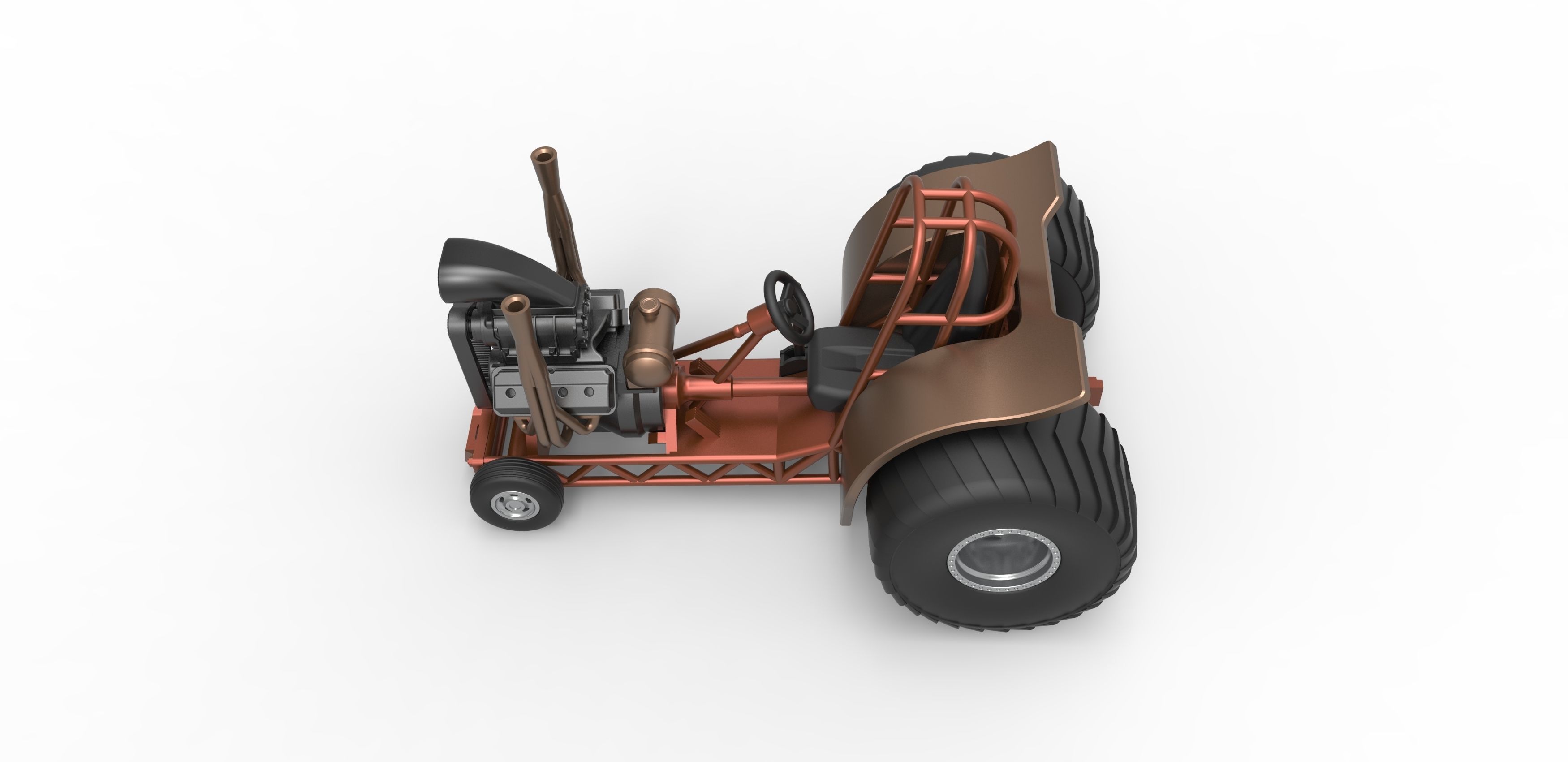 Mini Rod pulling tractor 2 Scale 1 to 25 3D print model_8