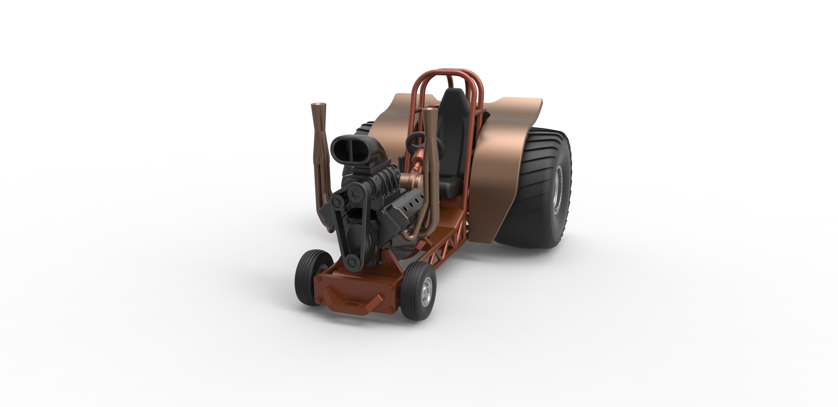 Mini Rod pulling tractor 2 Scale 1 to 25 3D print model_3