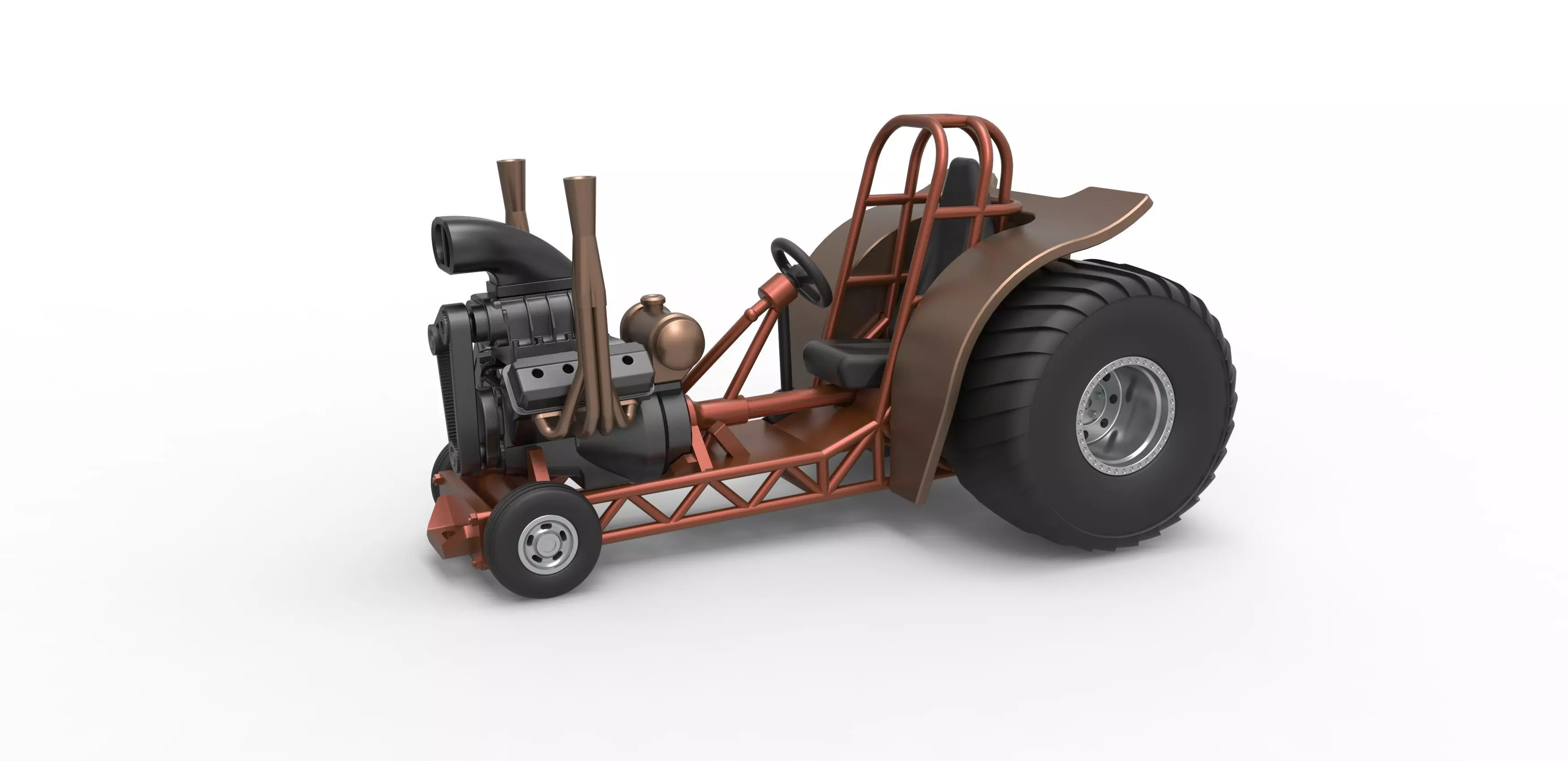 Mini Rod pulling tractor 2 Scale 1 to 25 3D print model_0