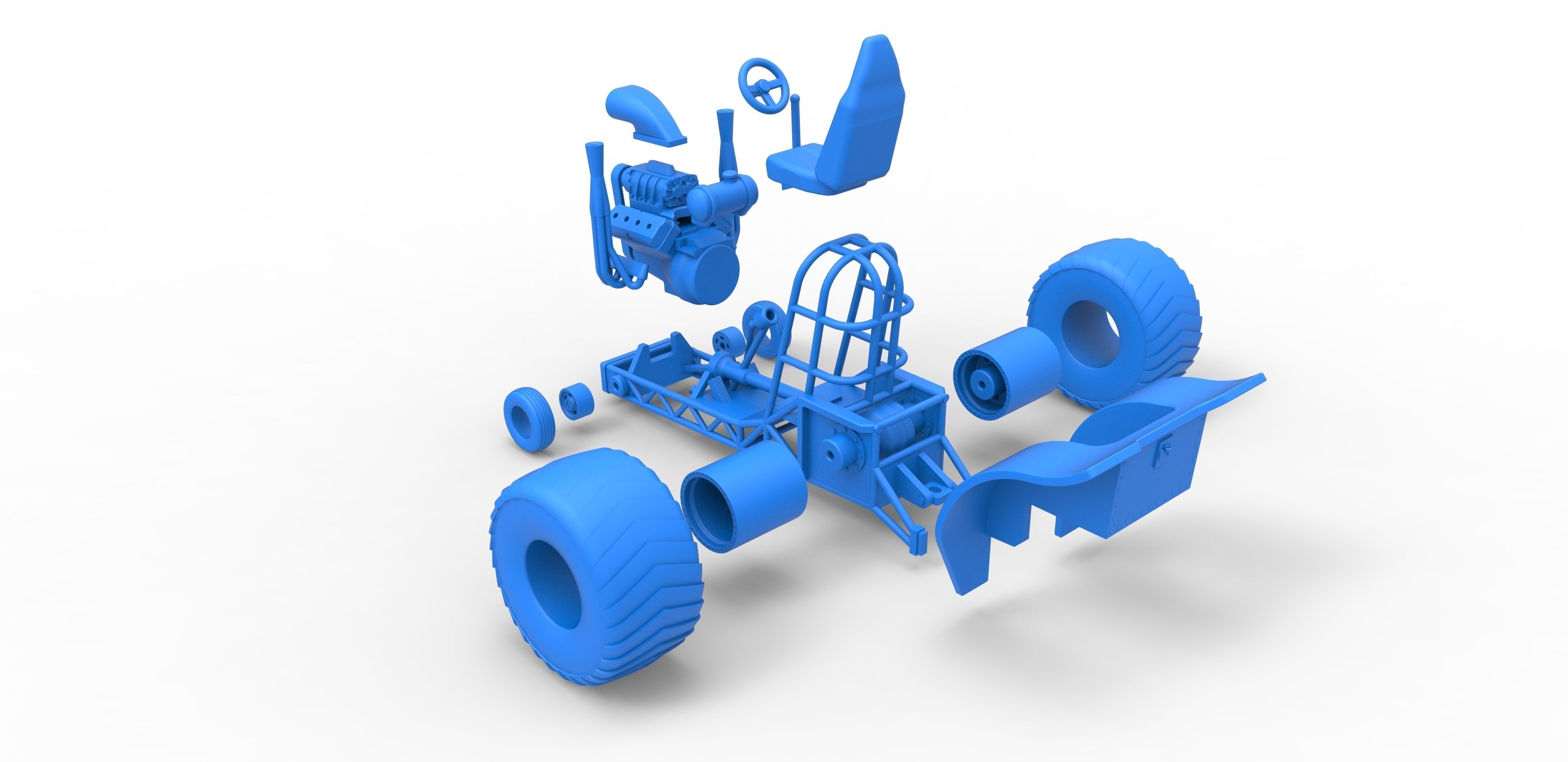 Mini Rod pulling tractor 2 Scale 1 to 25 3D print model_32