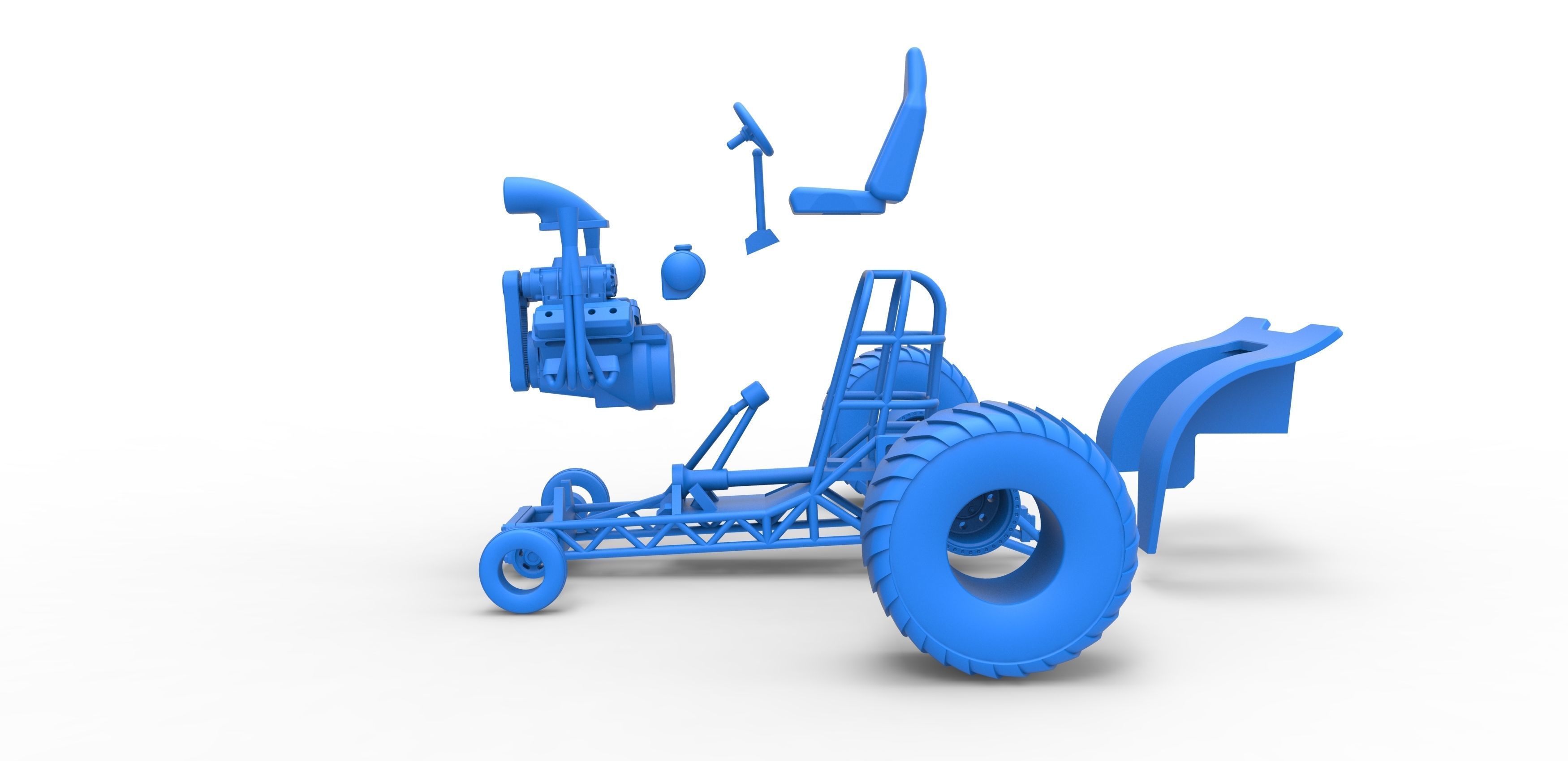 Mini Rod pulling tractor 2 Scale 1 to 25 3D print model_30
