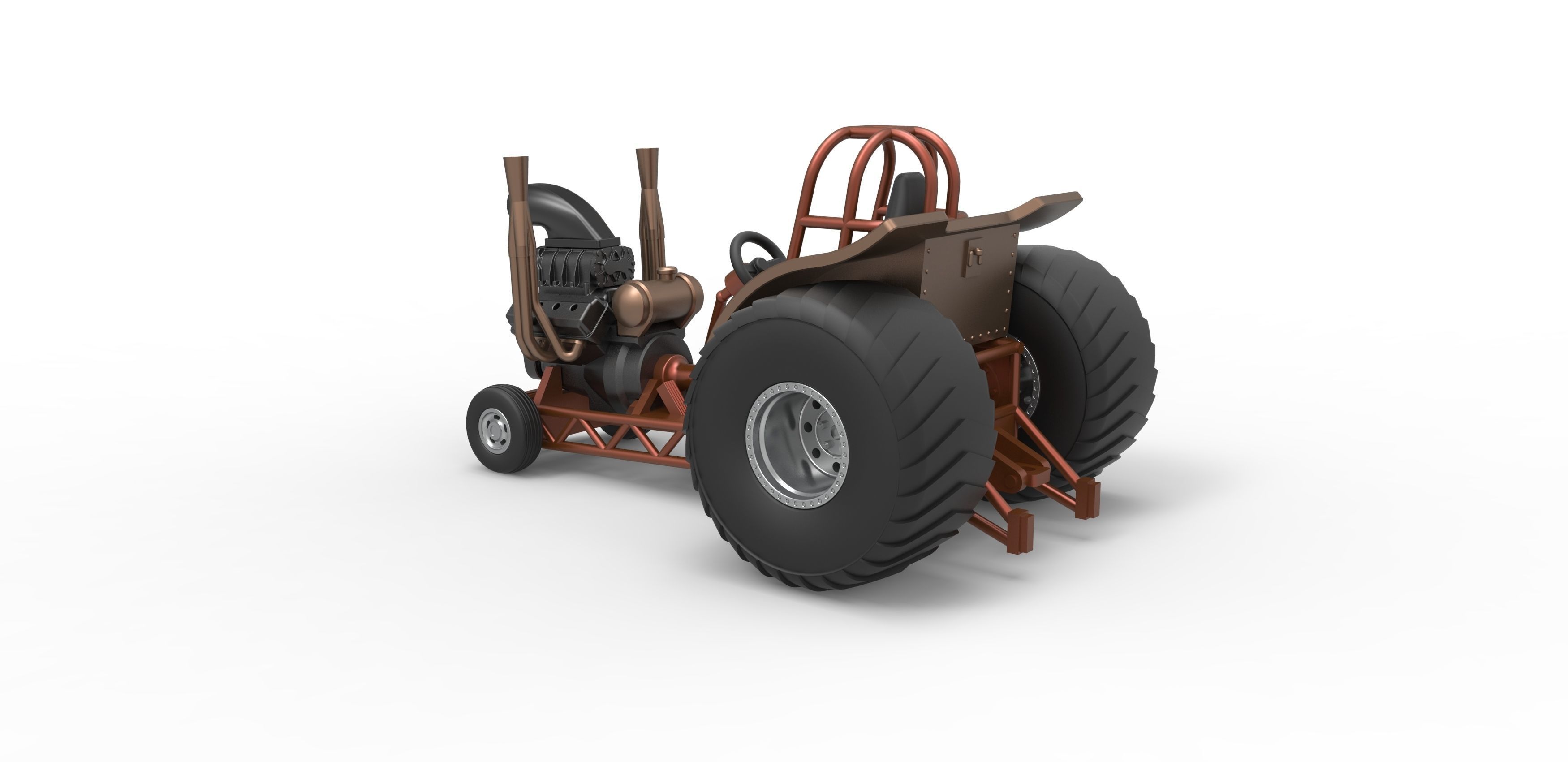 Mini Rod pulling tractor 2 Scale 1 to 25 3D print model_10