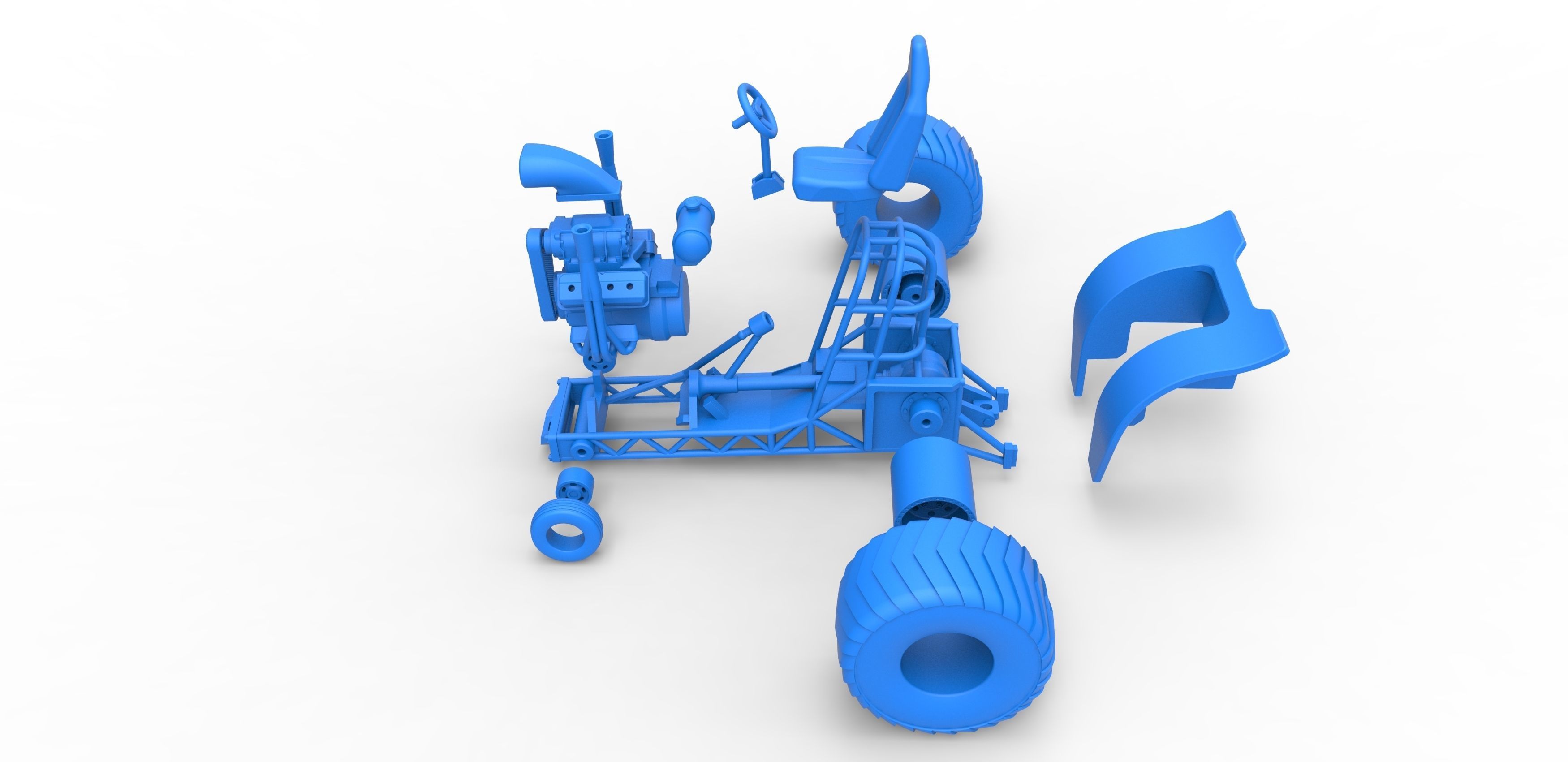 Mini Rod pulling tractor 2 Scale 1 to 25 3D print model_31