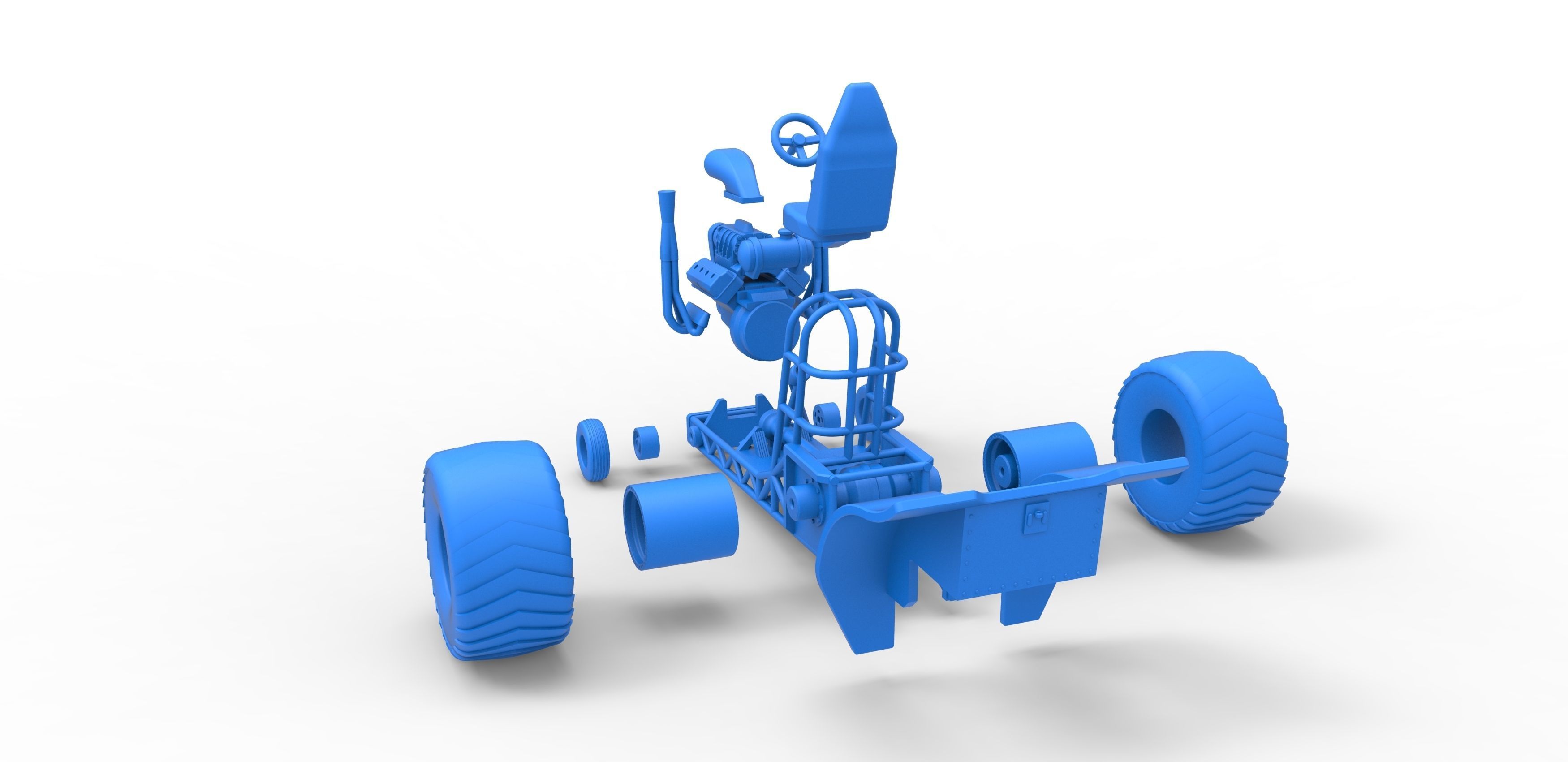 Mini Rod pulling tractor 2 Scale 1 to 25 3D print model_33