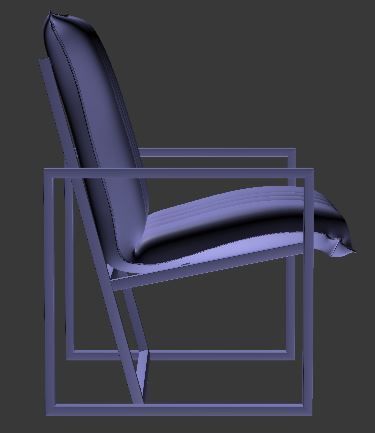 Armchair lounge chair with frame Low-poly 3D model_9