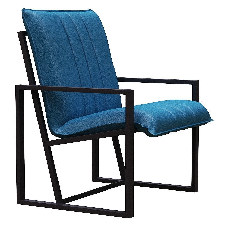 Armchair lounge chair with frame Low-poly 3D model_2