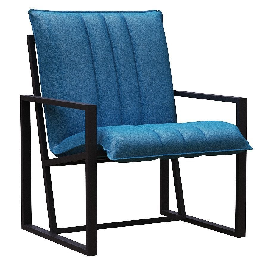 Armchair lounge chair with frame Low-poly 3D model_1