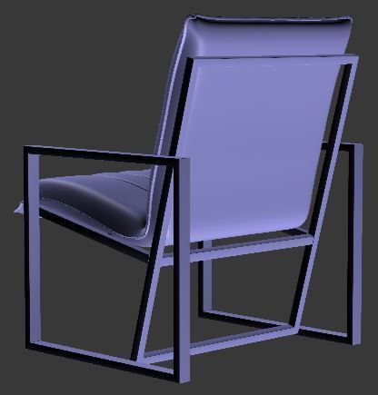 Armchair lounge chair with frame Low-poly 3D model_12