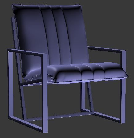 Armchair lounge chair with frame Low-poly 3D model_7