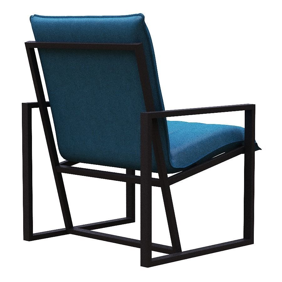 Armchair lounge chair with frame Low-poly 3D model_4
