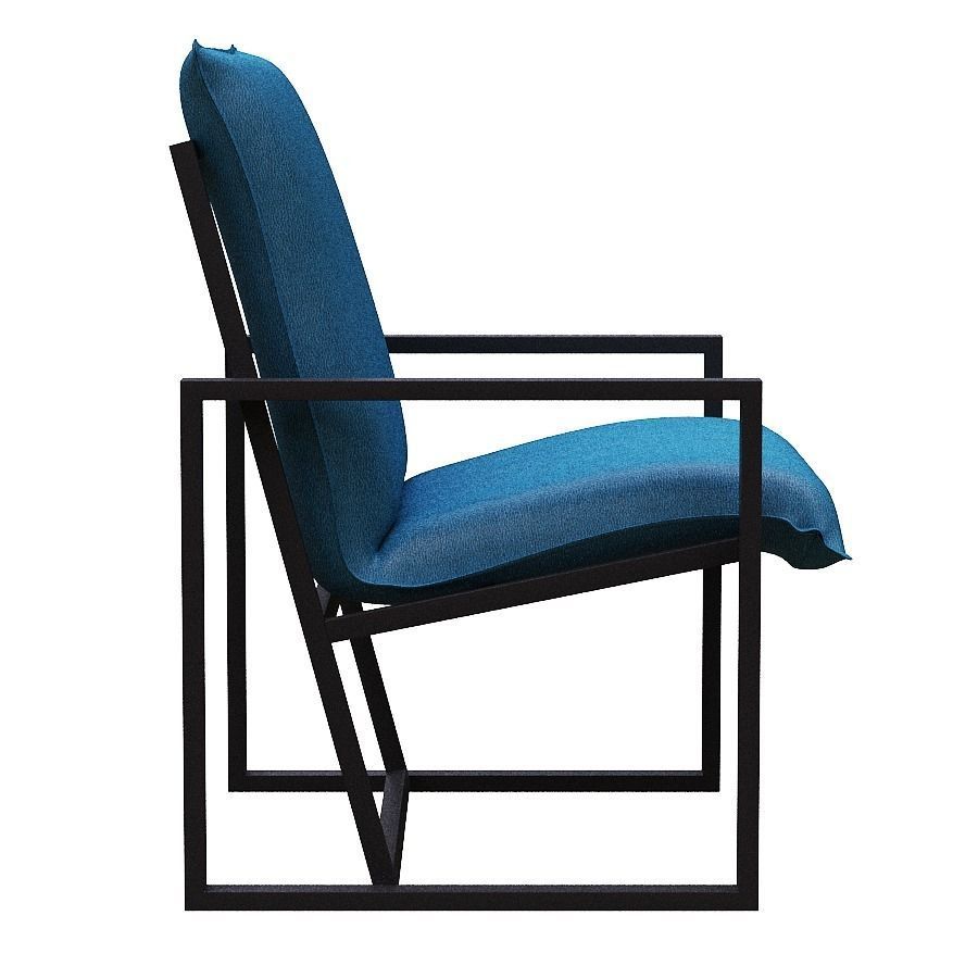 Armchair lounge chair with frame Low-poly 3D model_3