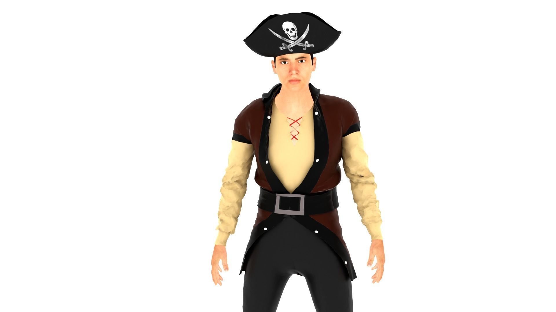 Pirate Male Low-poly 3D model_3