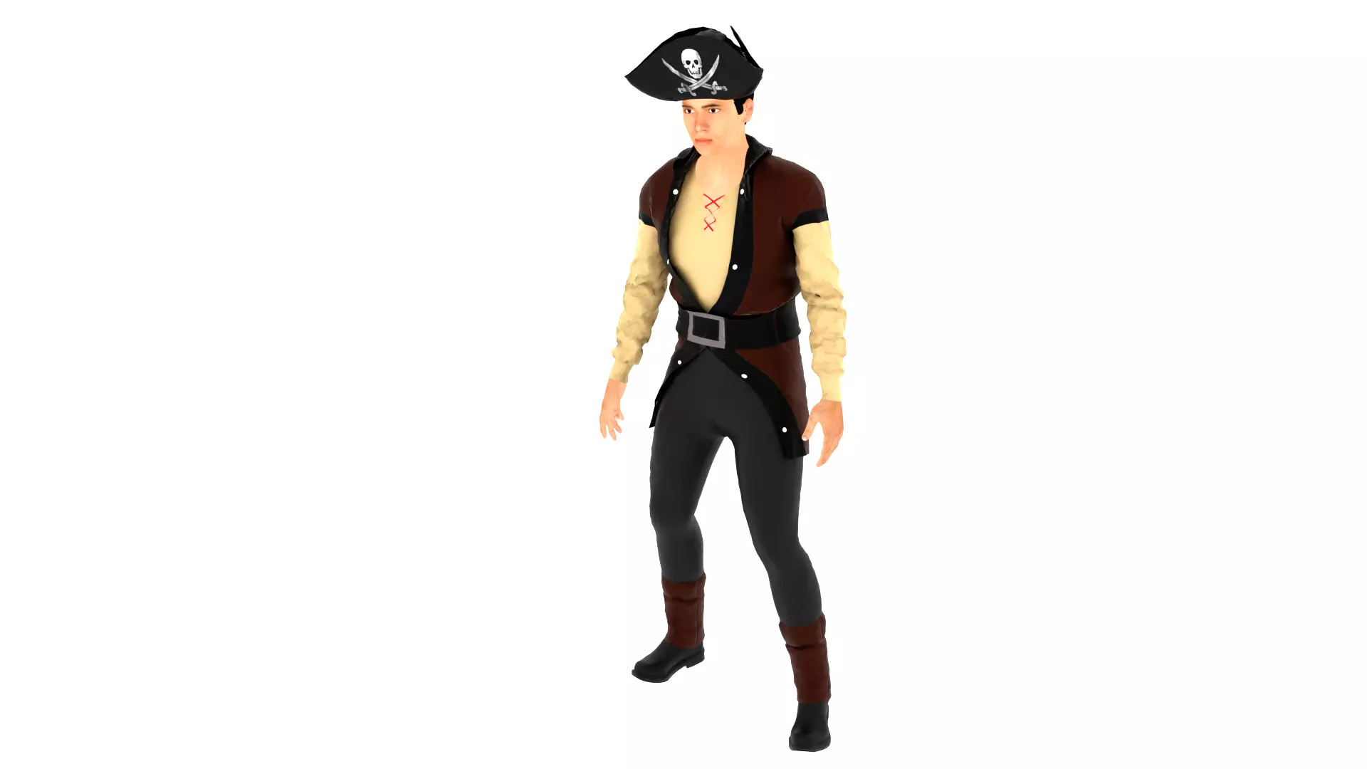 Pirate Male Low-poly 3D model_0