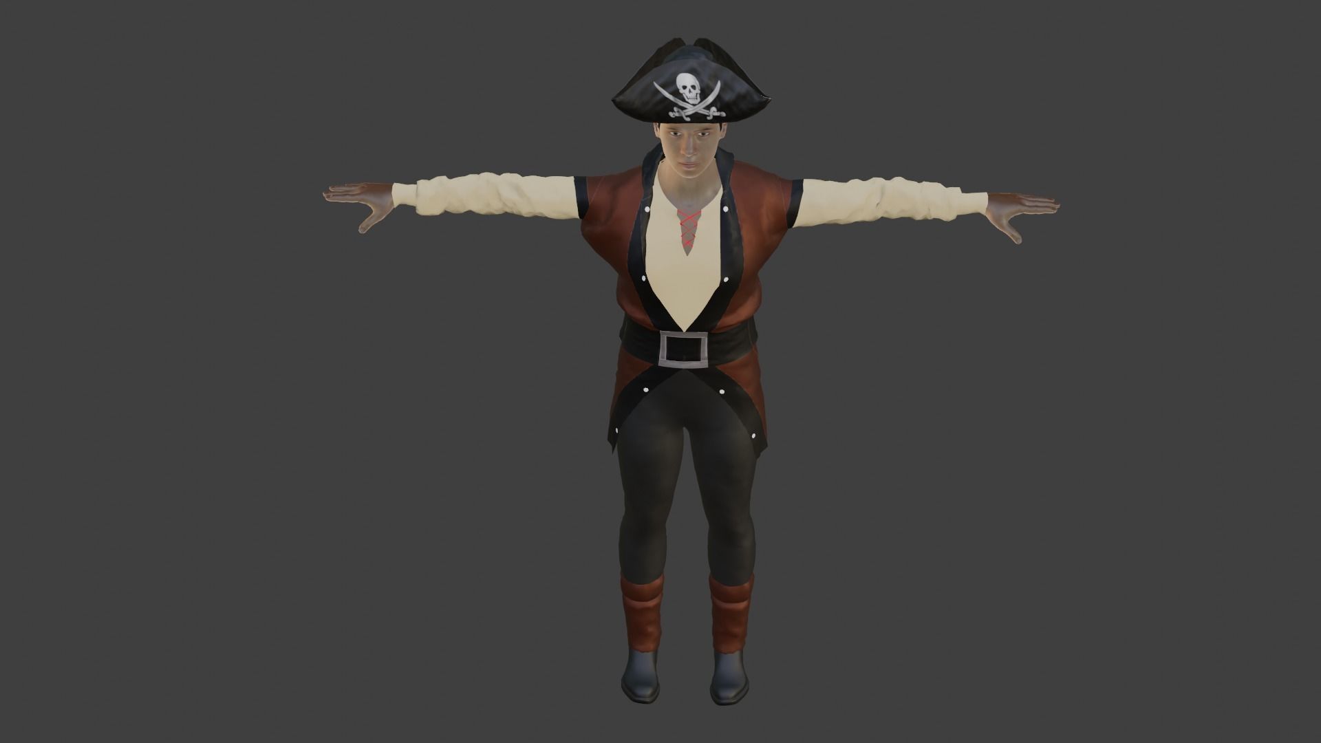 Pirate Male Low-poly 3D model_7