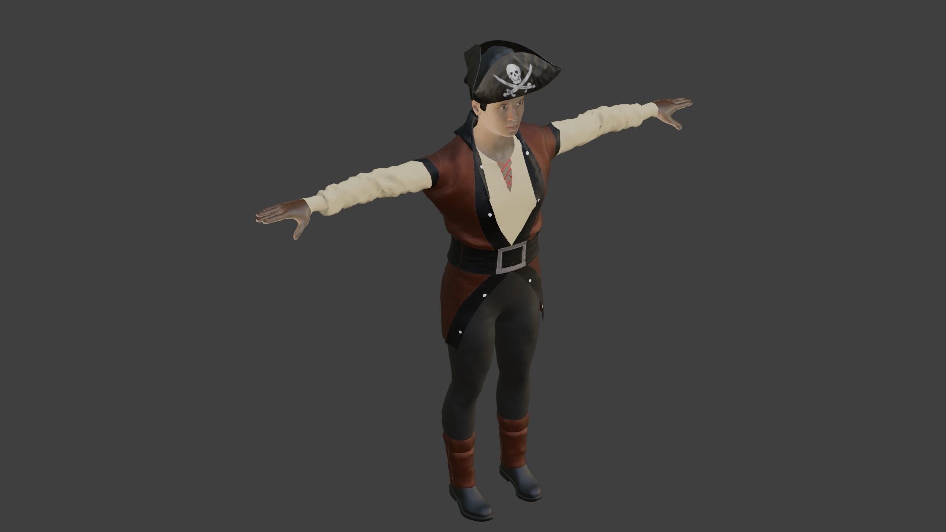 Pirate Male Low-poly 3D model_4