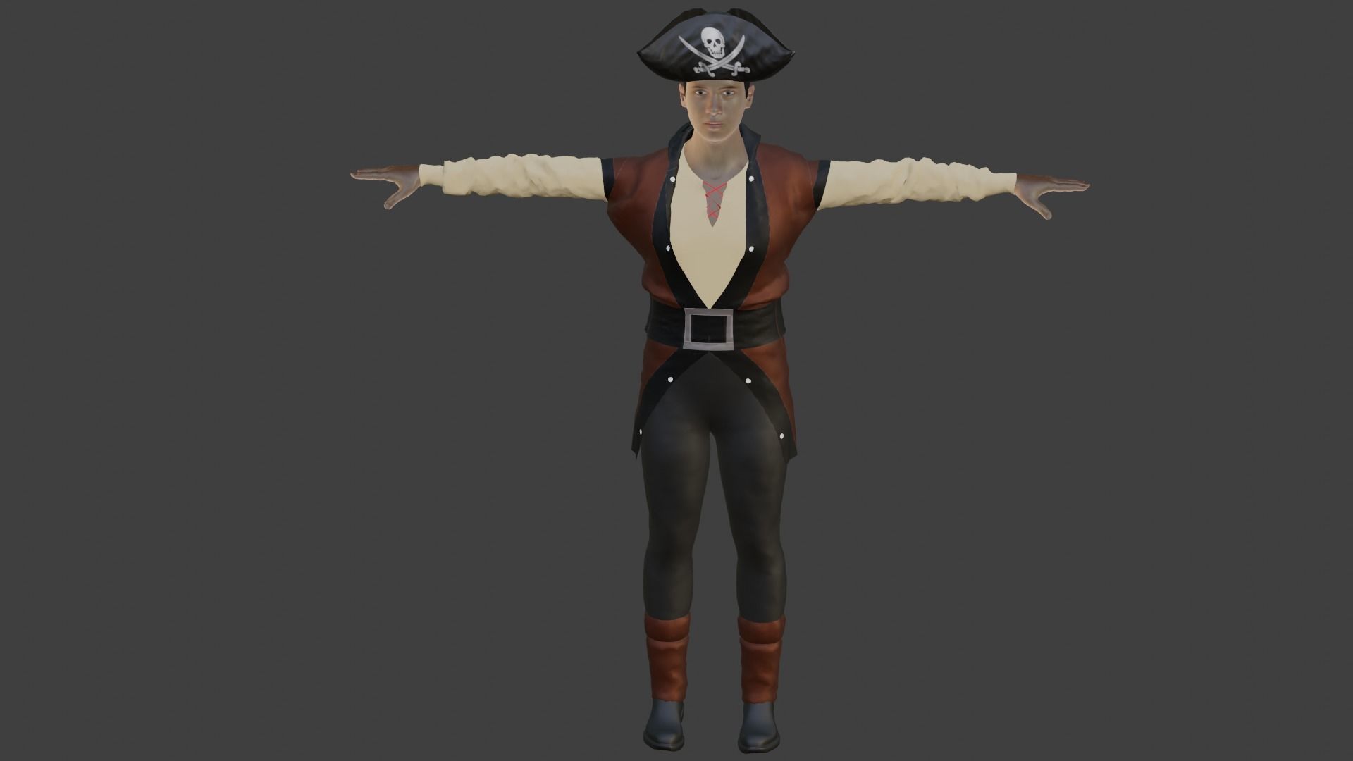 Pirate Male Low-poly 3D model_5
