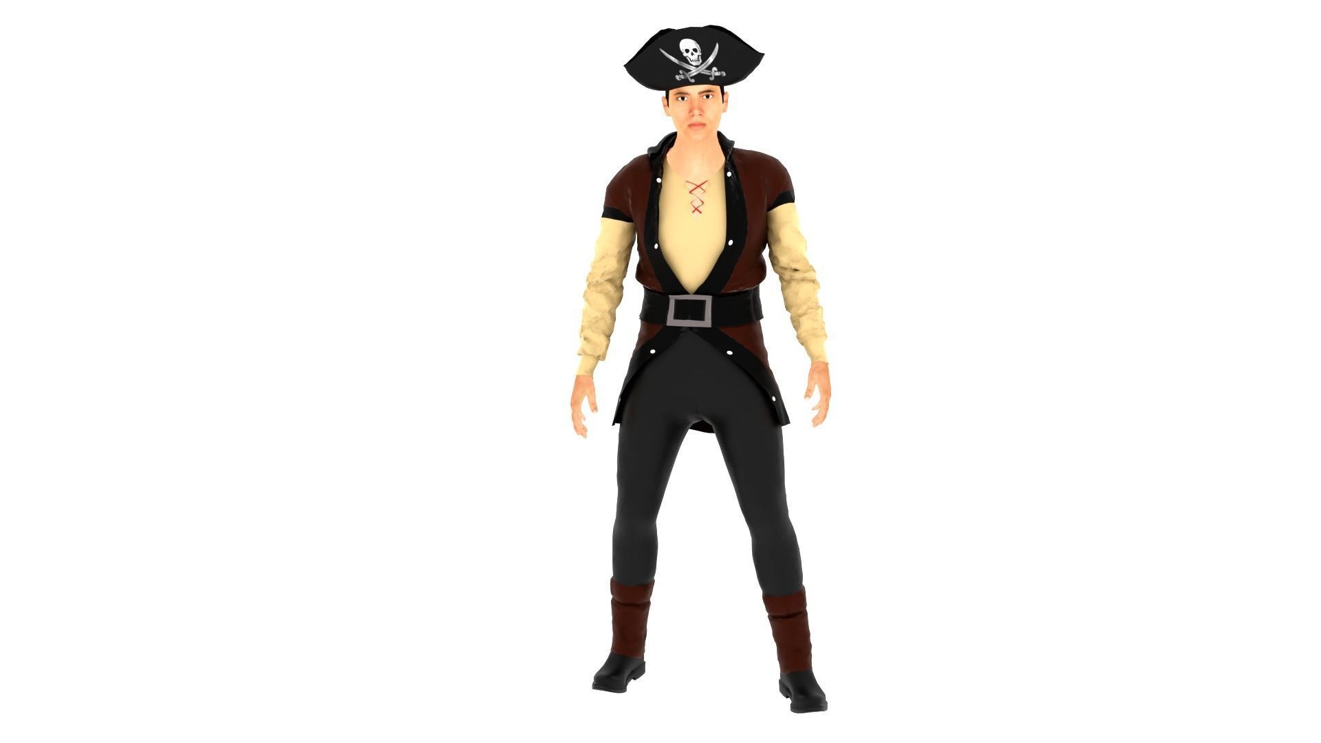 Pirate Male Low-poly 3D model_1