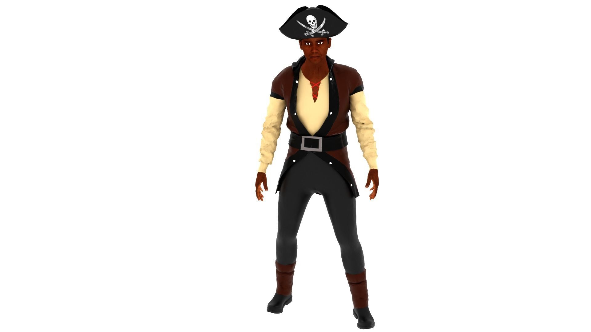 Pirate Male Low-poly 3D model_2