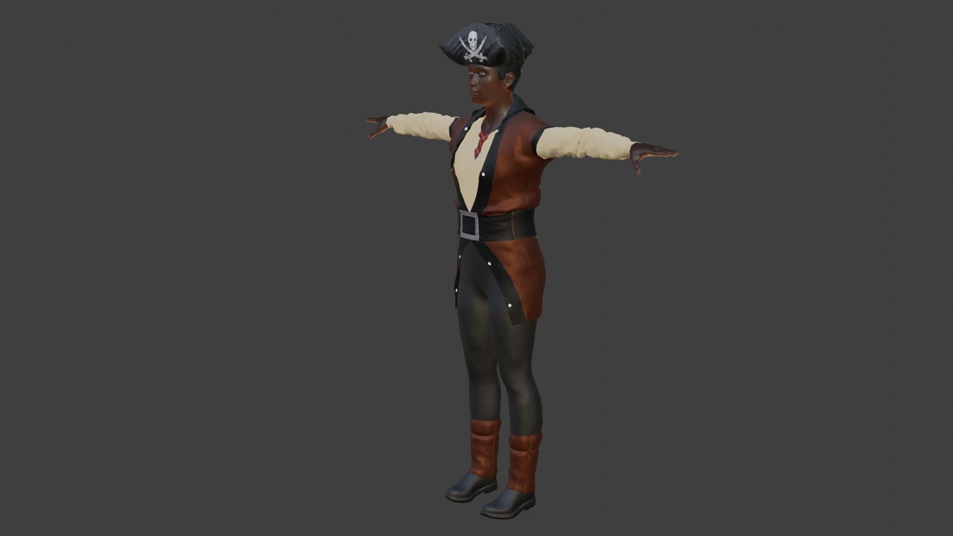 Pirate Male Low-poly 3D model_7