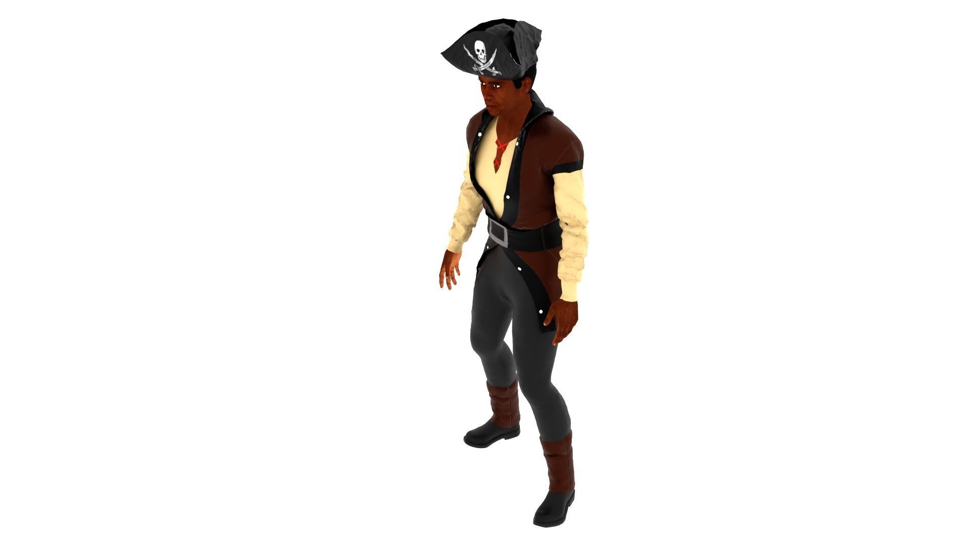 Pirate Male Low-poly 3D model_3