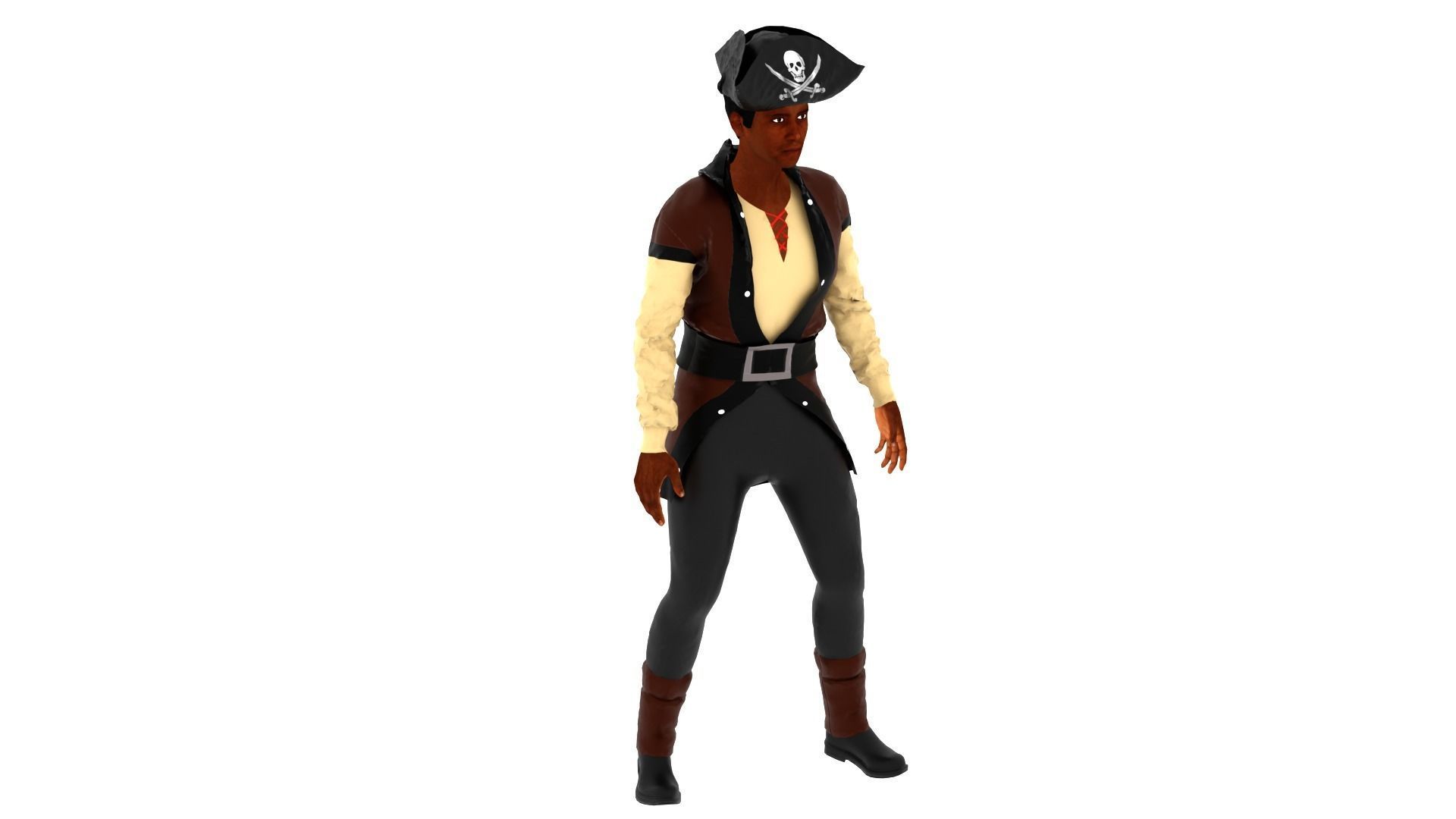 Pirate Male Low-poly 3D model_1