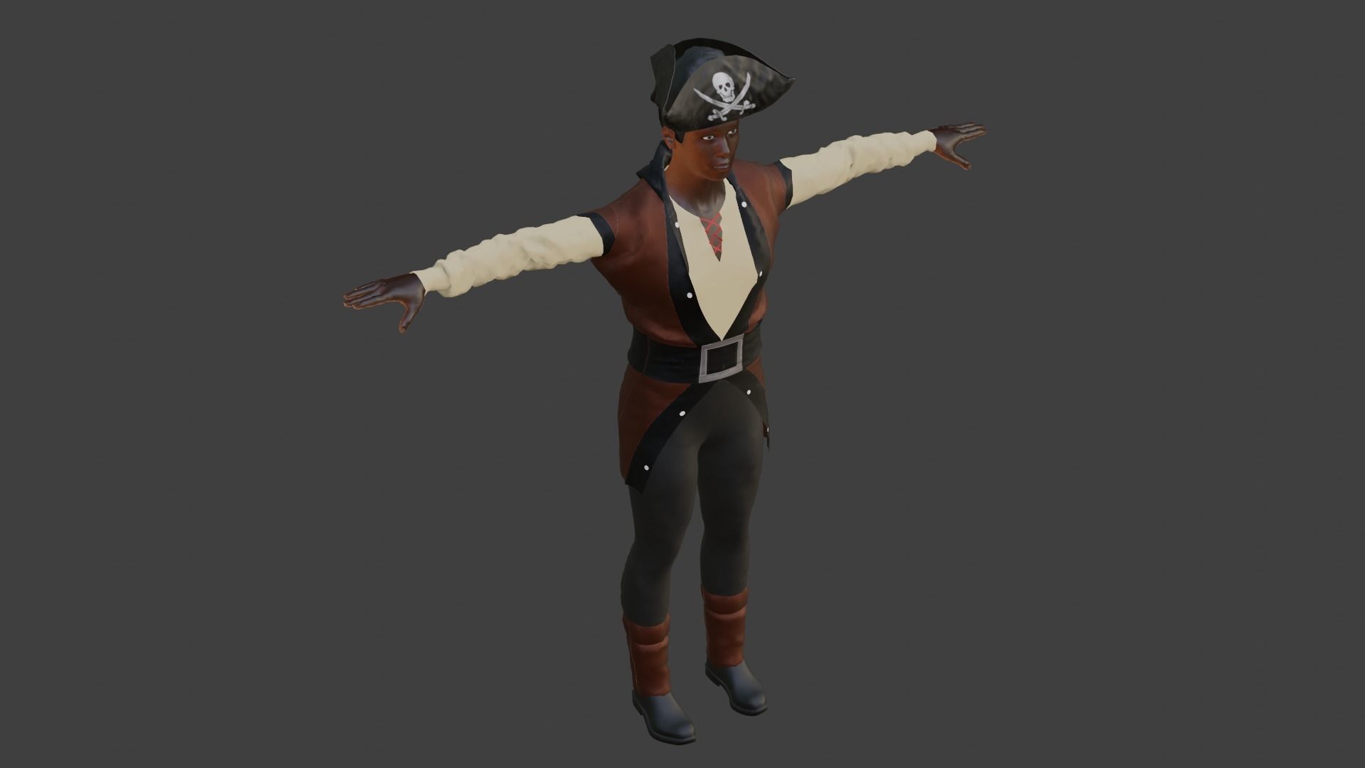 Pirate Male Low-poly 3D model_4