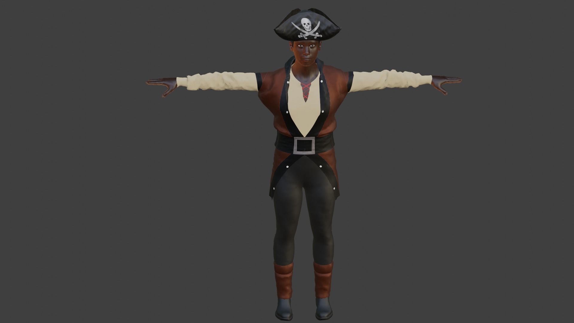 Pirate Male Low-poly 3D model_5