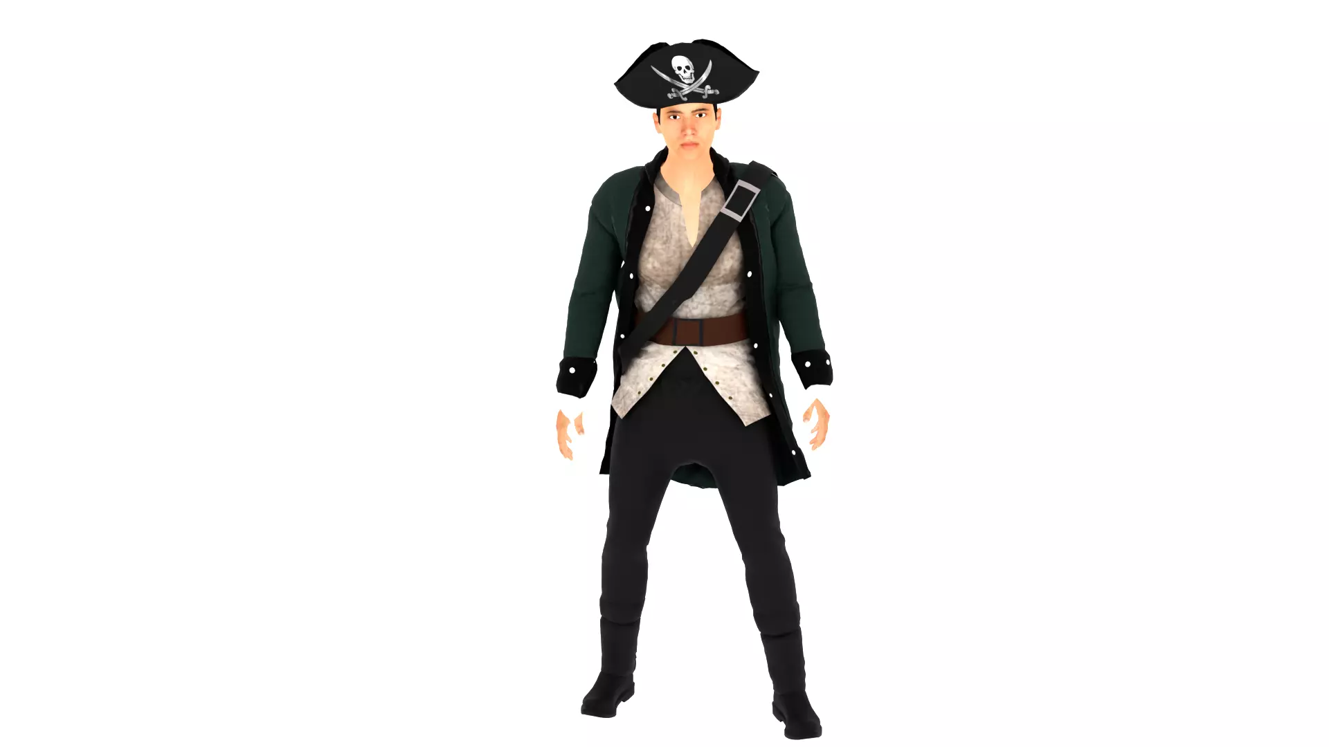 Pirate Male Low-poly 3D model_0