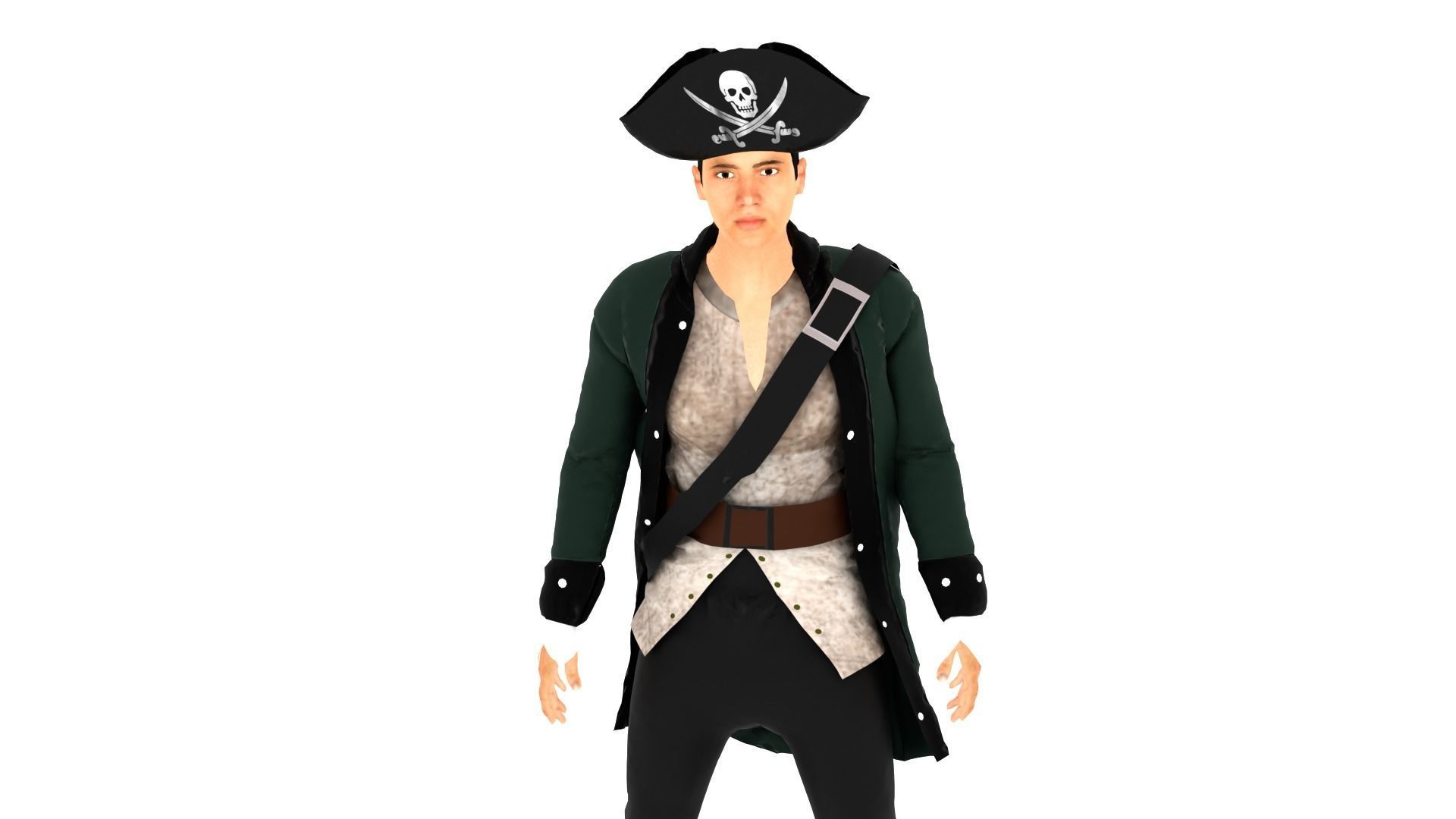 Pirate Male Low-poly 3D model_3
