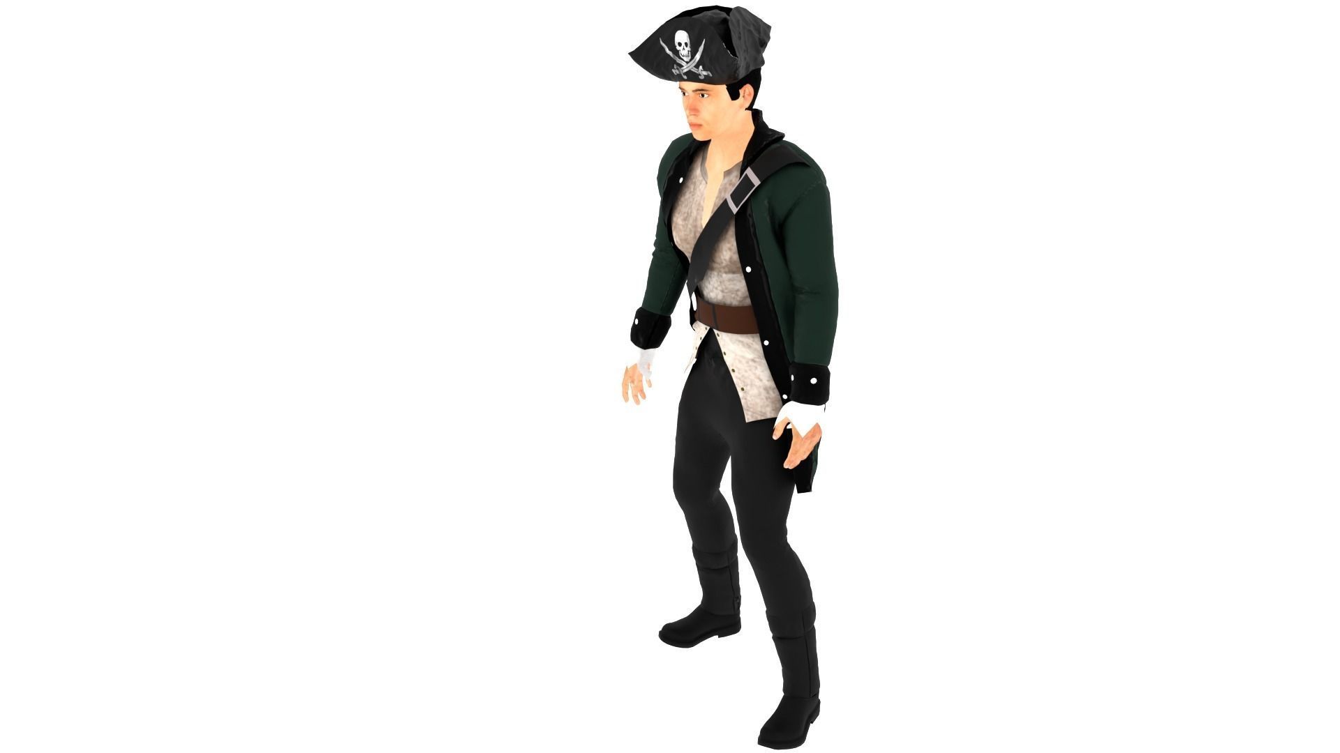 Pirate Male Low-poly 3D model_1