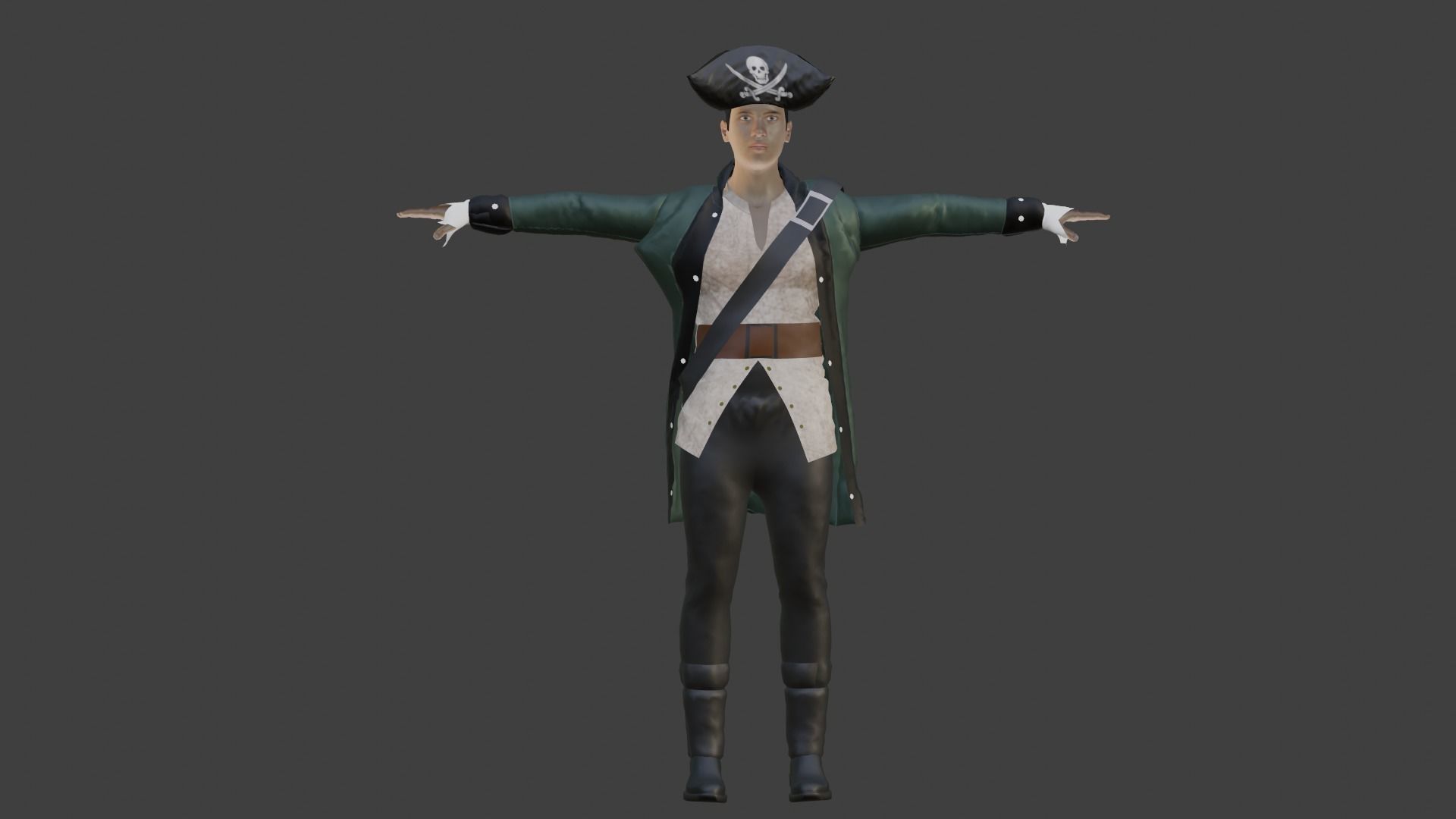Pirate Male Low-poly 3D model_7