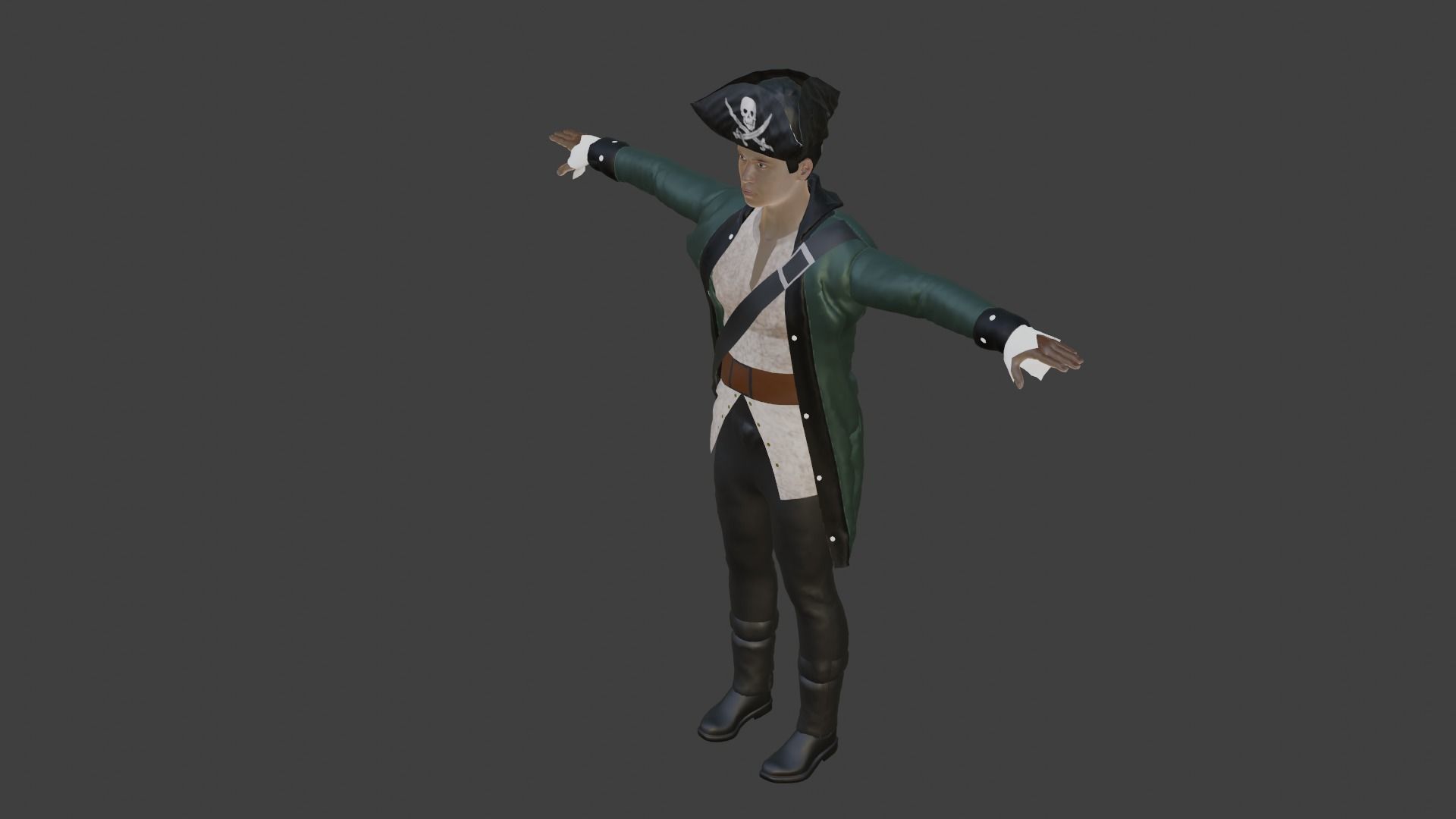 Pirate Male Low-poly 3D model_6