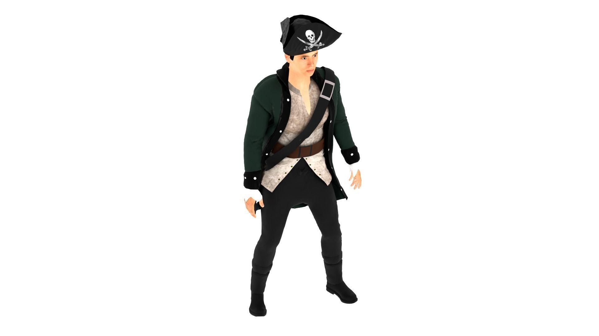 Pirate Male Low-poly 3D model_2
