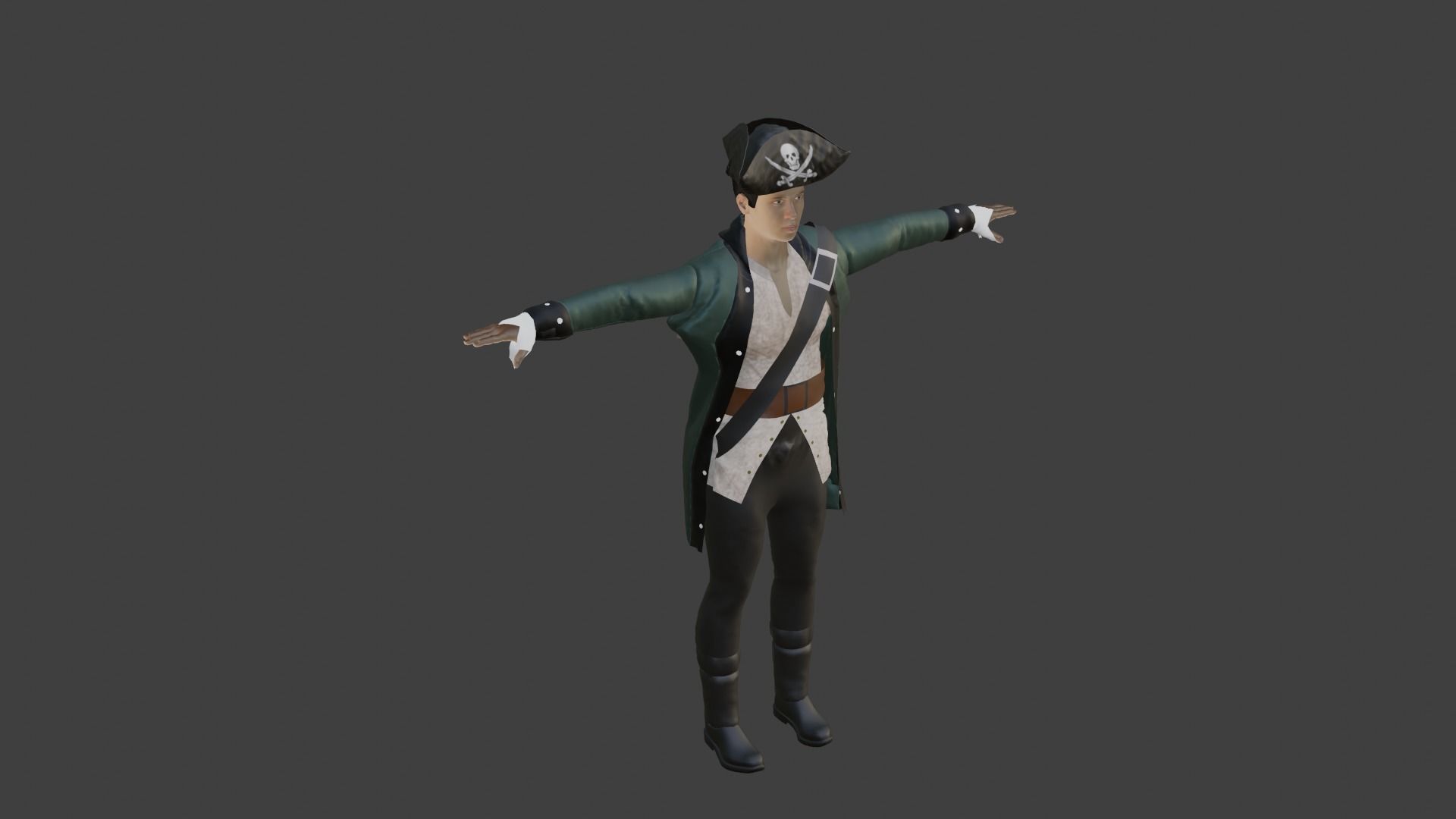 Pirate Male Low-poly 3D model_4