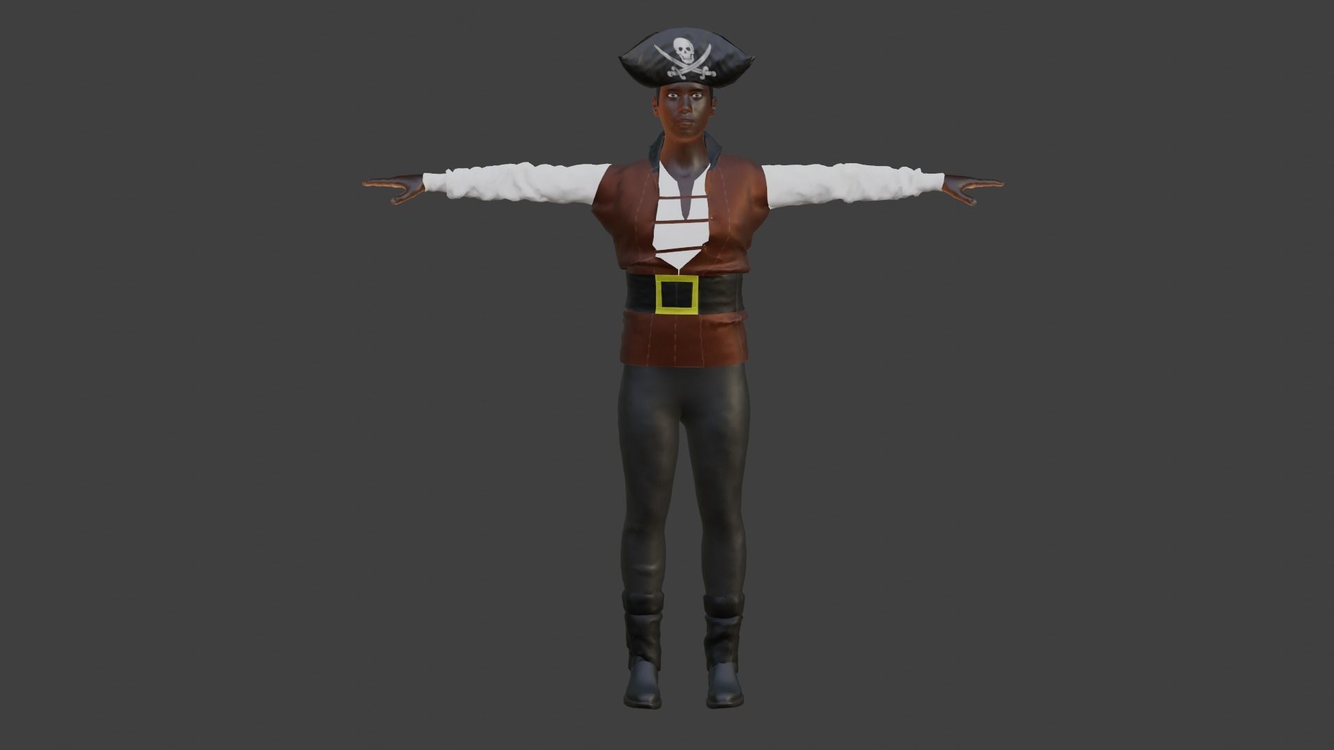 Pirate Male Low-poly 3D model_7