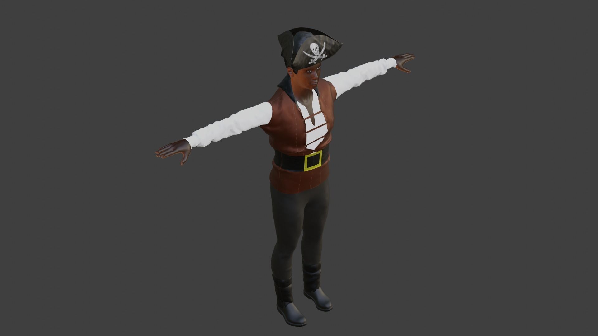 Pirate Male Low-poly 3D model_4