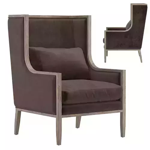 FRENCH CONTEMPORARY SLOPE ARM WINGBACK CHAIR