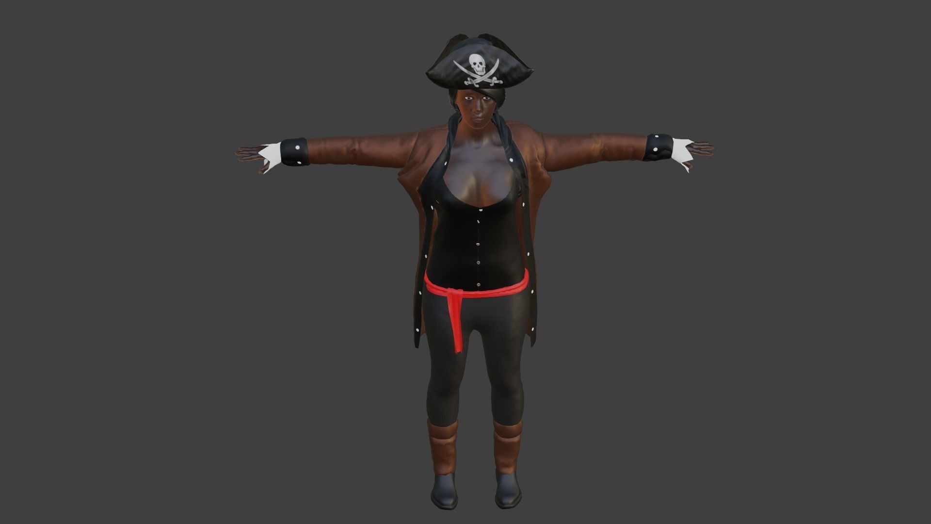 Pirate Woman Low-poly 3D model_5
