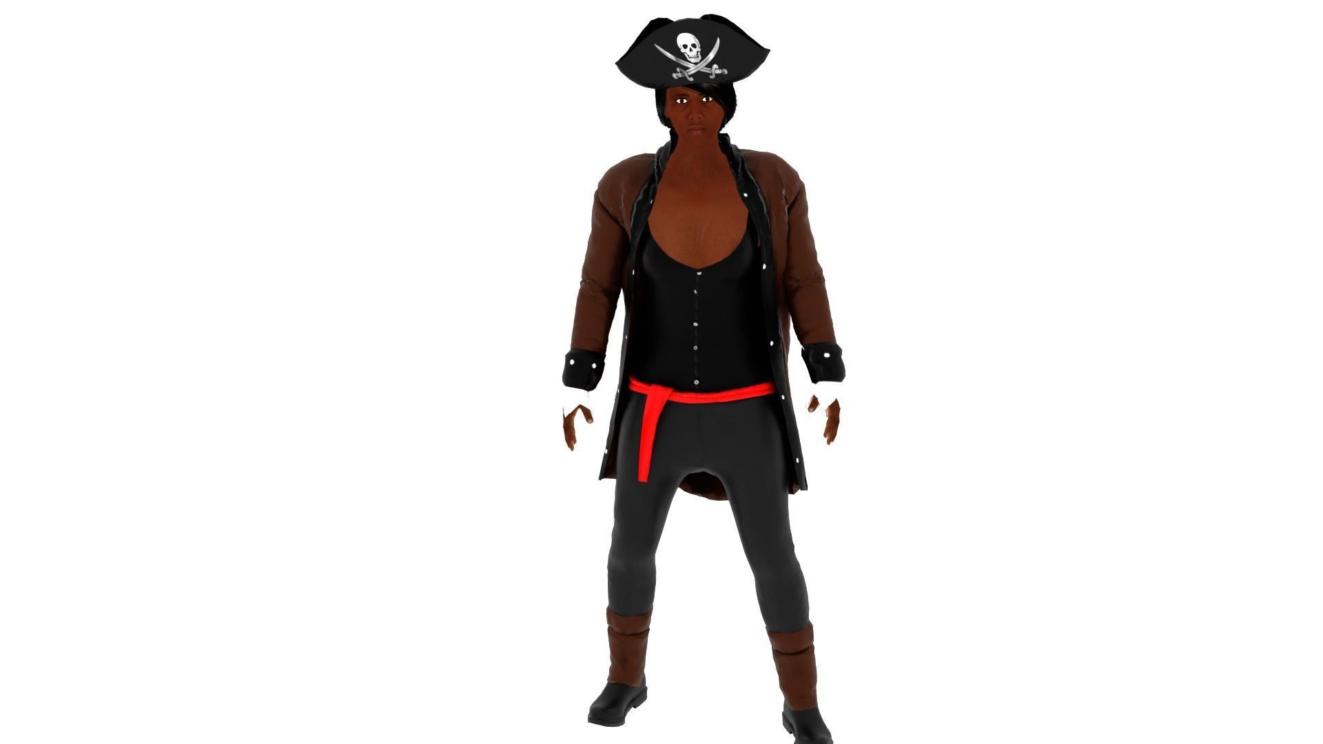 Pirate Woman Low-poly 3D model_2